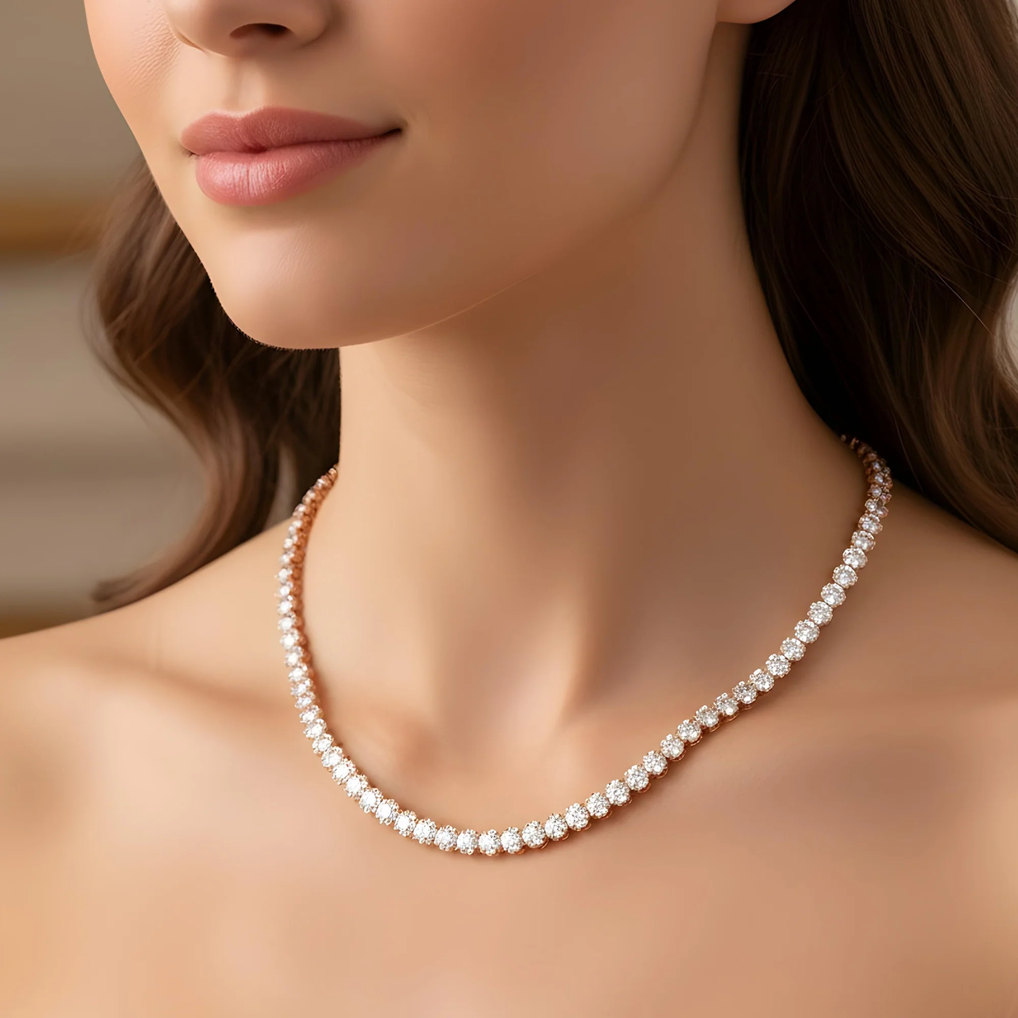 18K White Gold Full Oval Cut Diamond Tennis Chain 44.96ct - Image 8