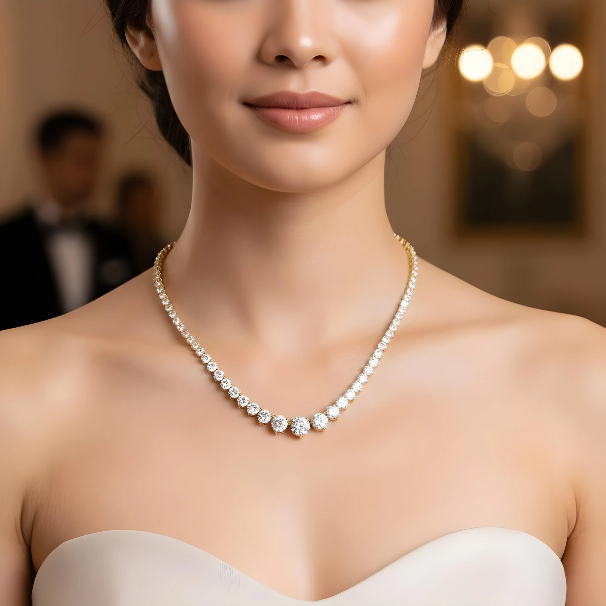 18K White Gold Graduated Diamond Tennis Chain 26.17ct - Image 5