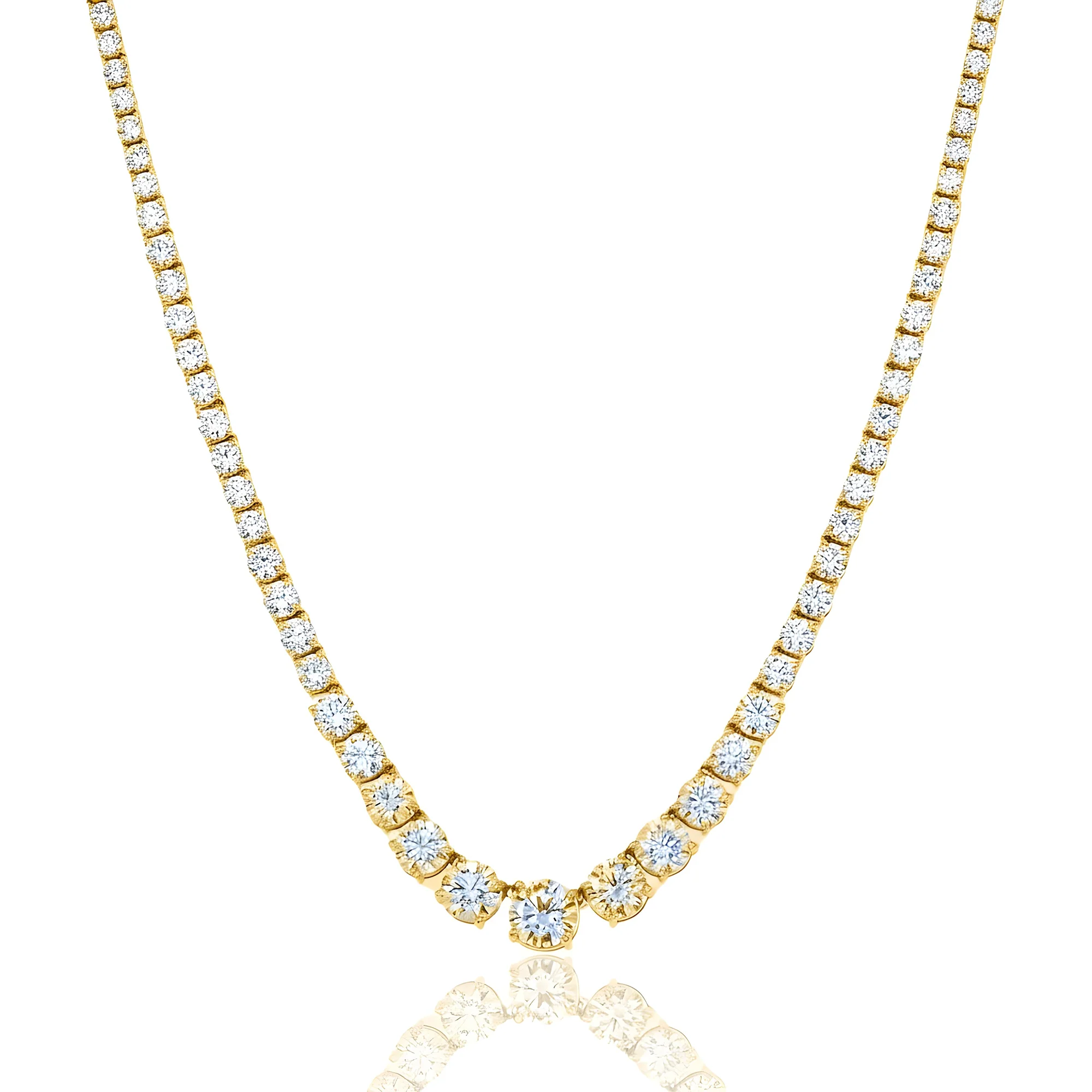 18K White Gold Graduated Round Diamond Tennis Chain 21.79ct - Image 5