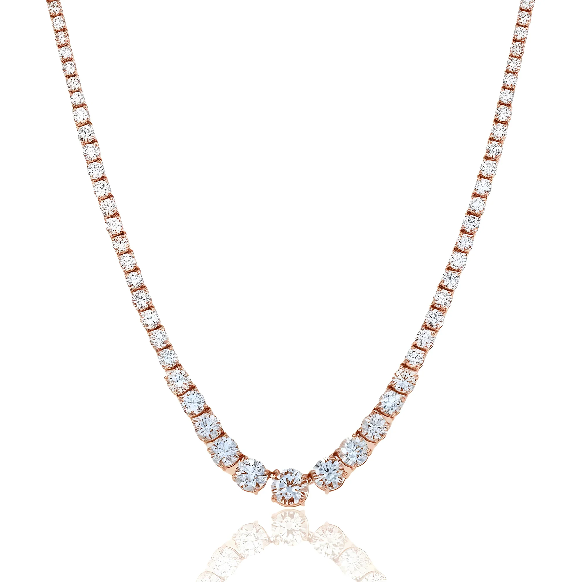 18K White Gold Graduated Round Diamond Tennis Chain 21.79ct - Image 7