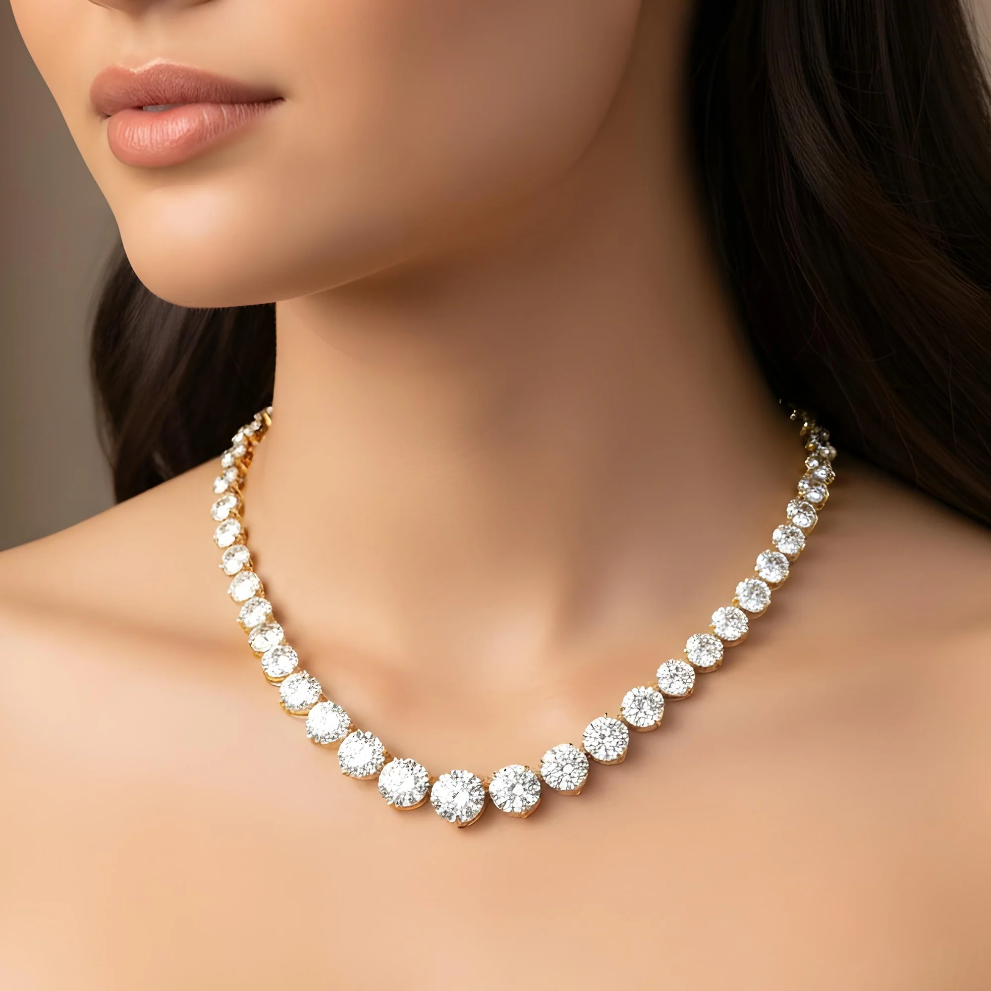 18K White Gold Graduated Round Diamond Tennis Chain 84.70ct - Image 5