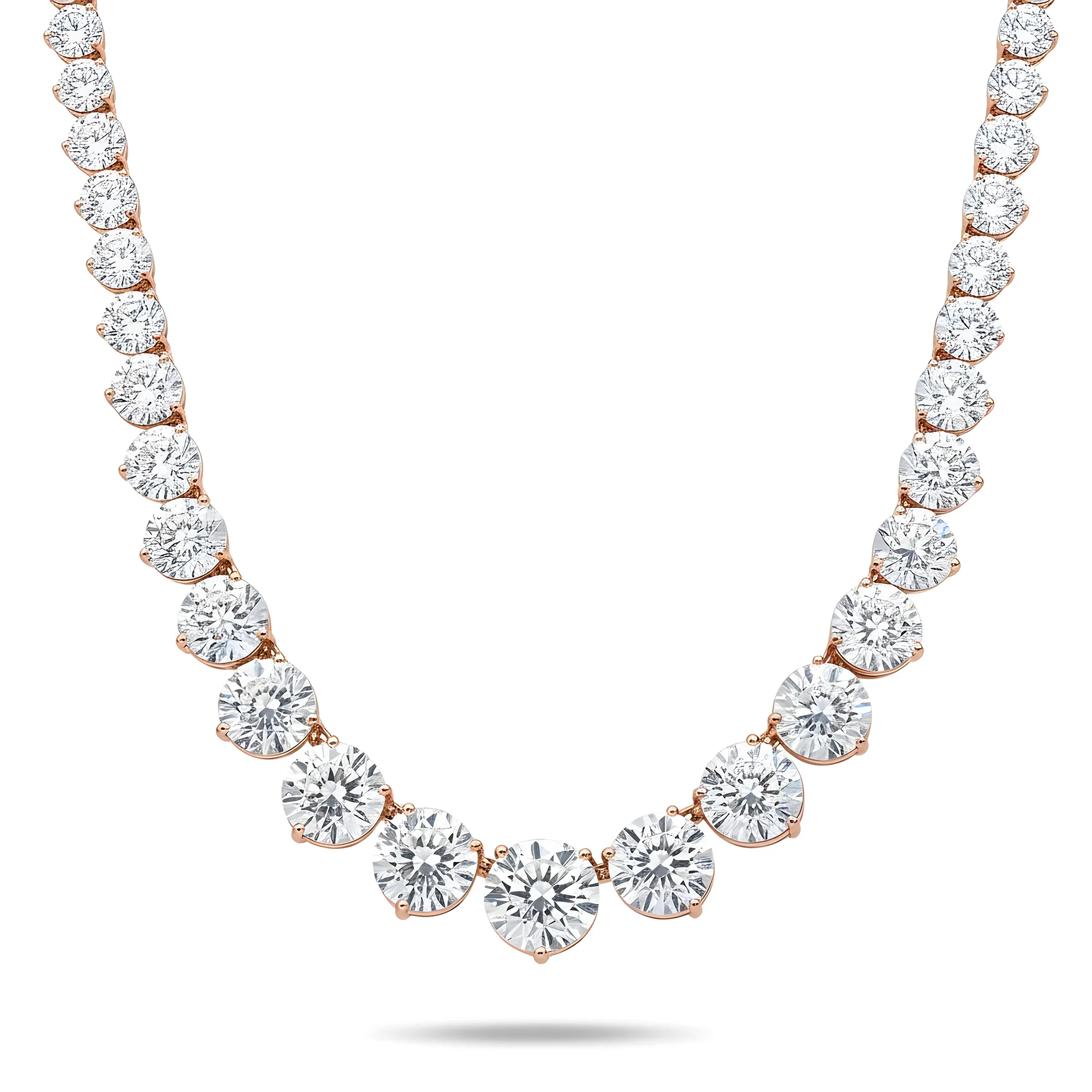 18K White Gold Graduated Round Diamond Tennis Chain 84.70ct - Image 6