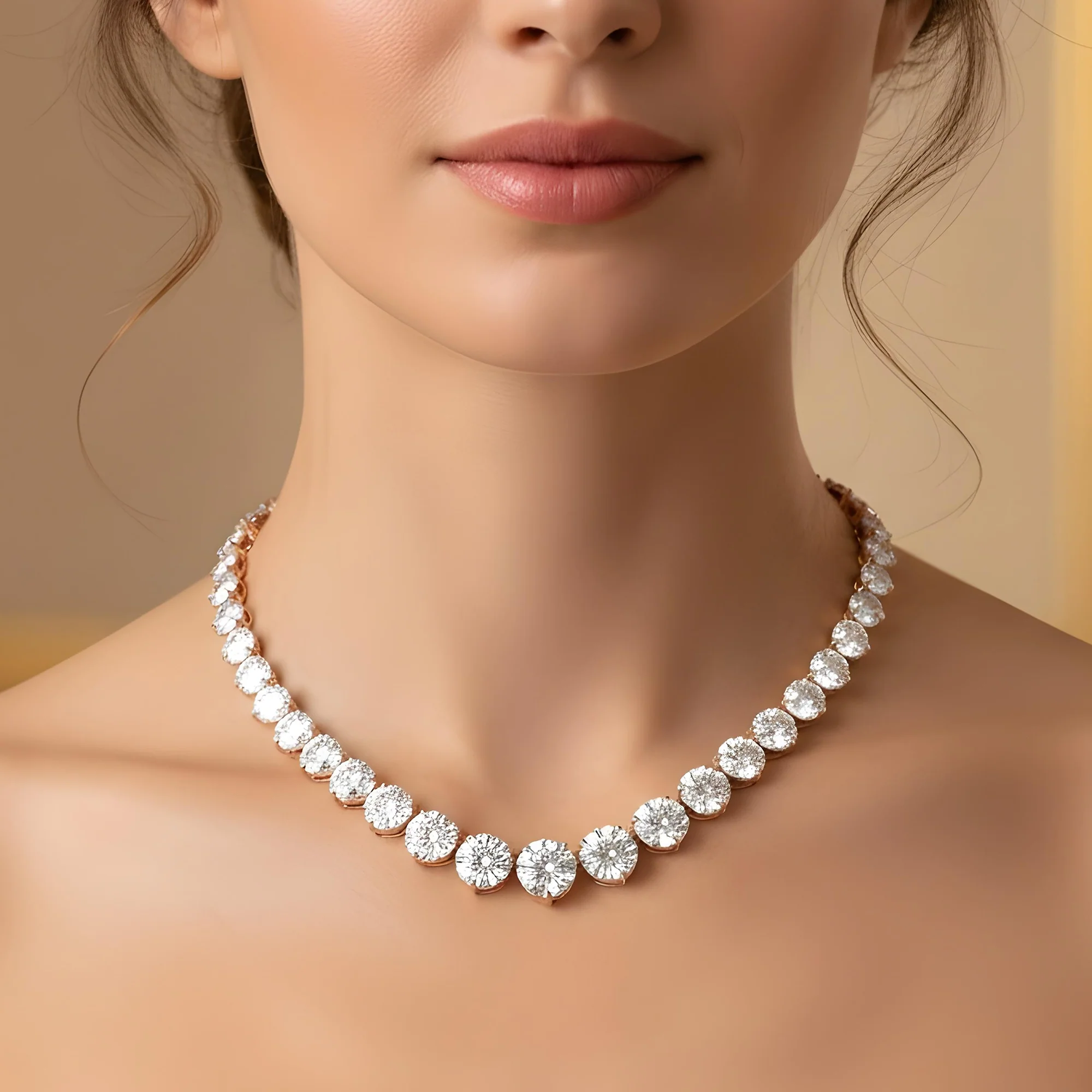 18K White Gold Graduated Round Diamond Tennis Chain 84.70ct - Image 7