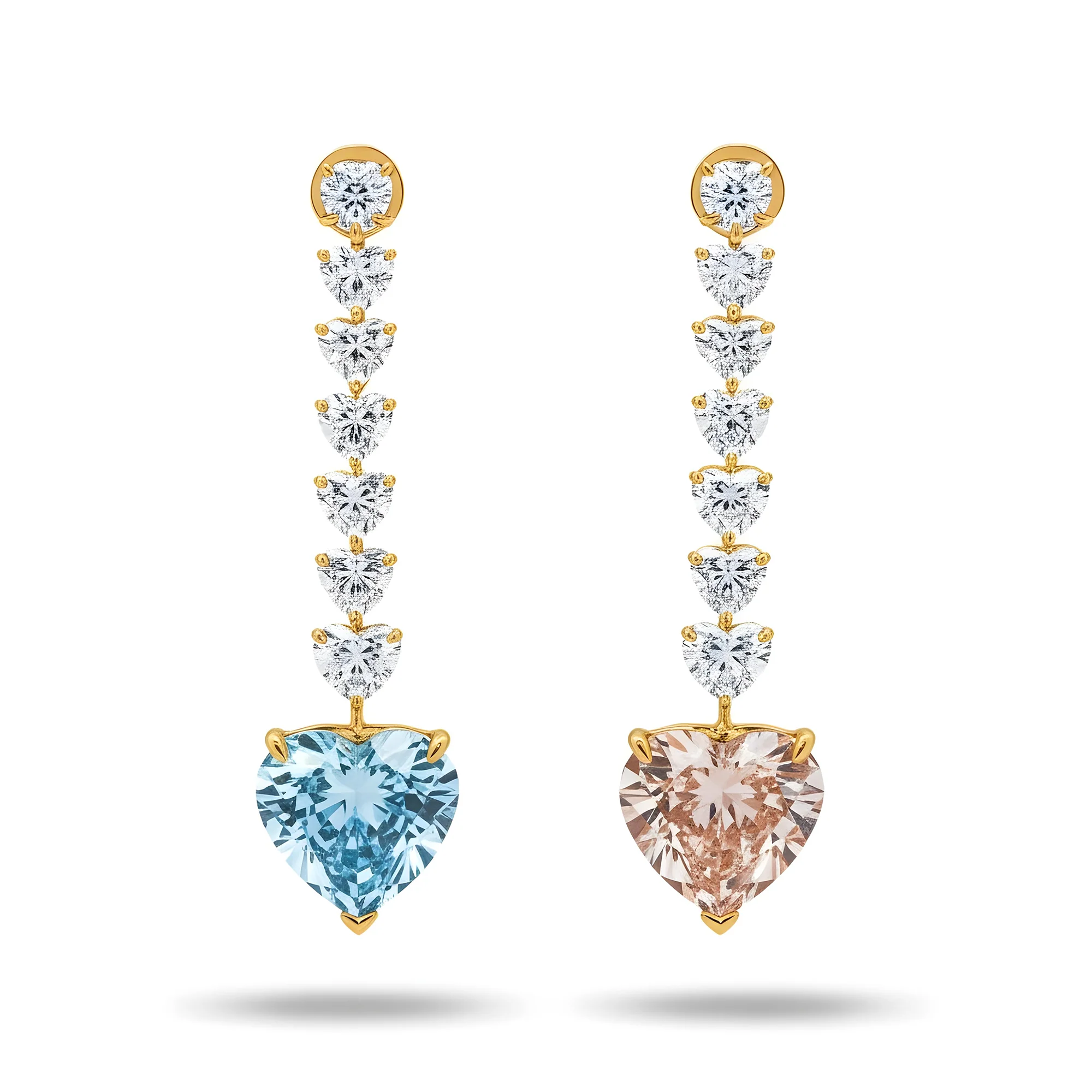 IGI 18K White Gold String of Hearts FIP & FVB Diamond Drop Earrings 20.34ctw - Image 5