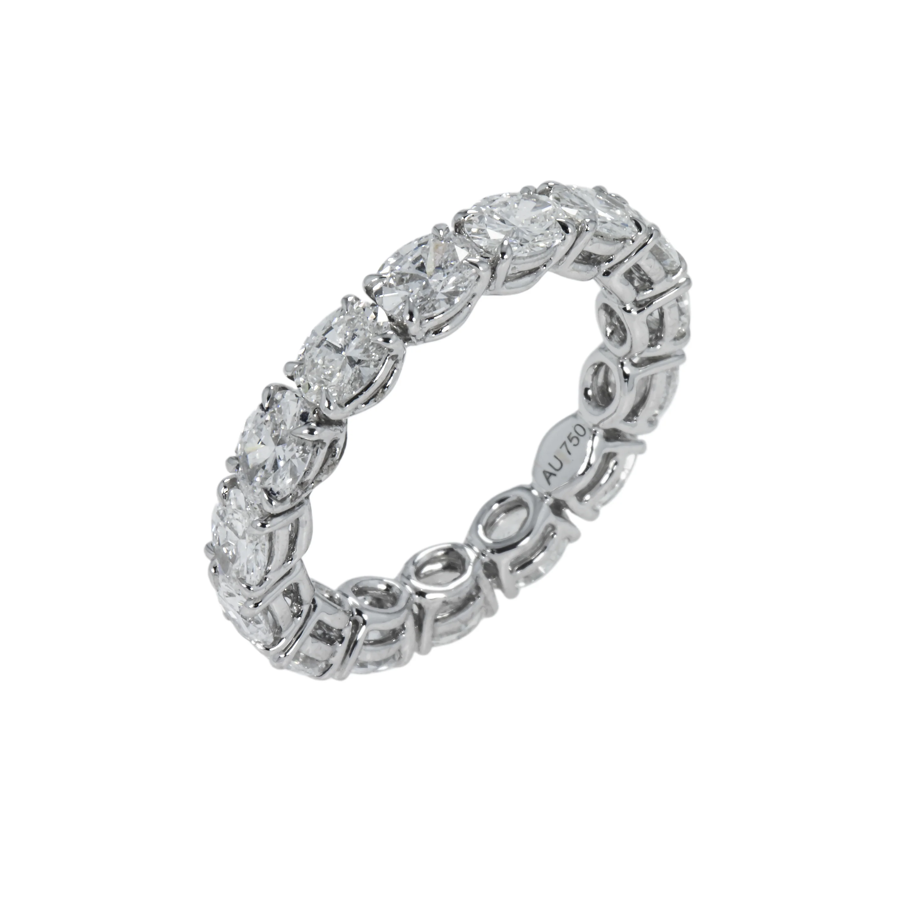 18K White Gold Horizonal Oval Diamond Eternity Ring 3.10ct (size 6.5-7.5) - Image 3