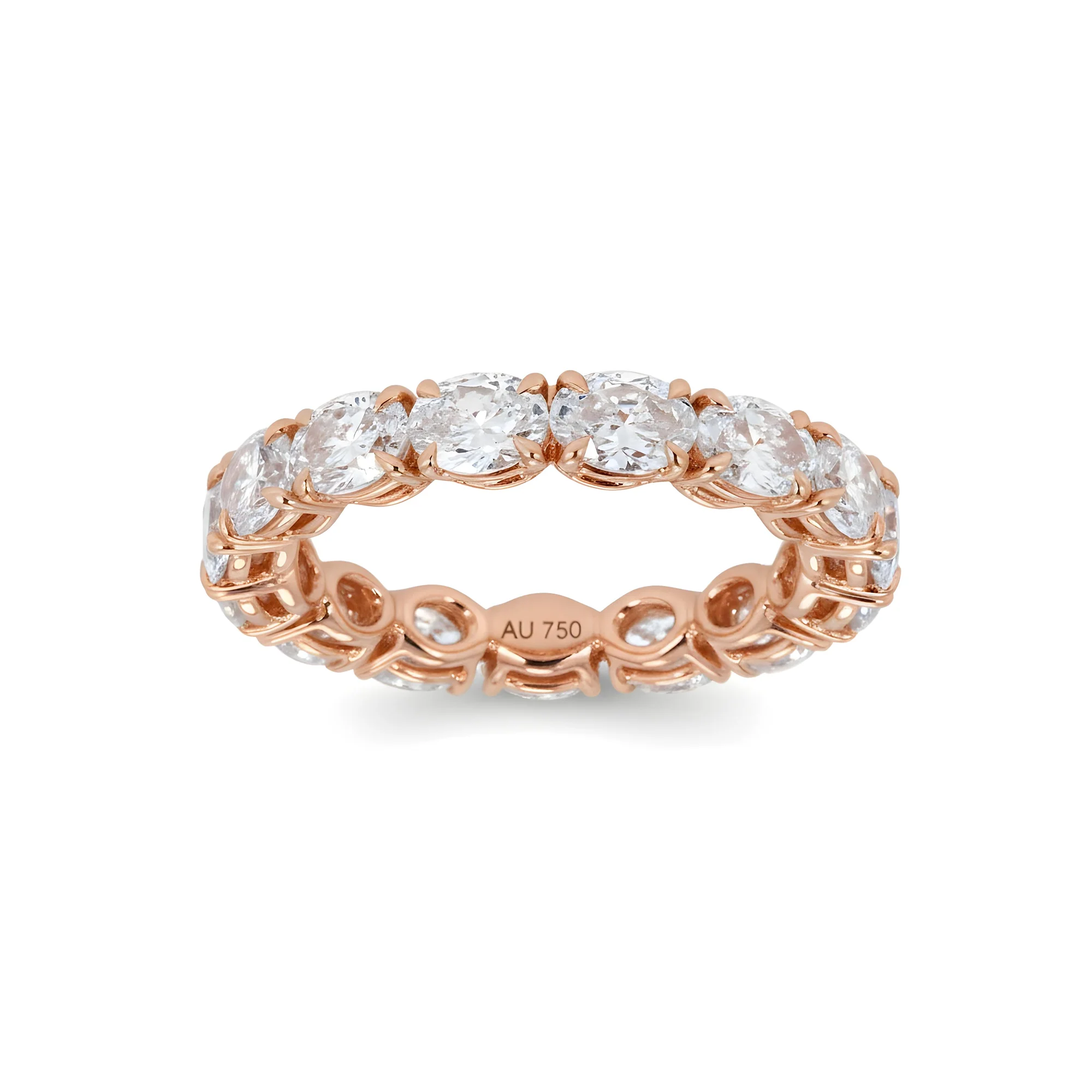 18K White Gold Horizonal Oval Diamond Eternity Ring 3.10ct (size 6.5-7.5) - Image 7
