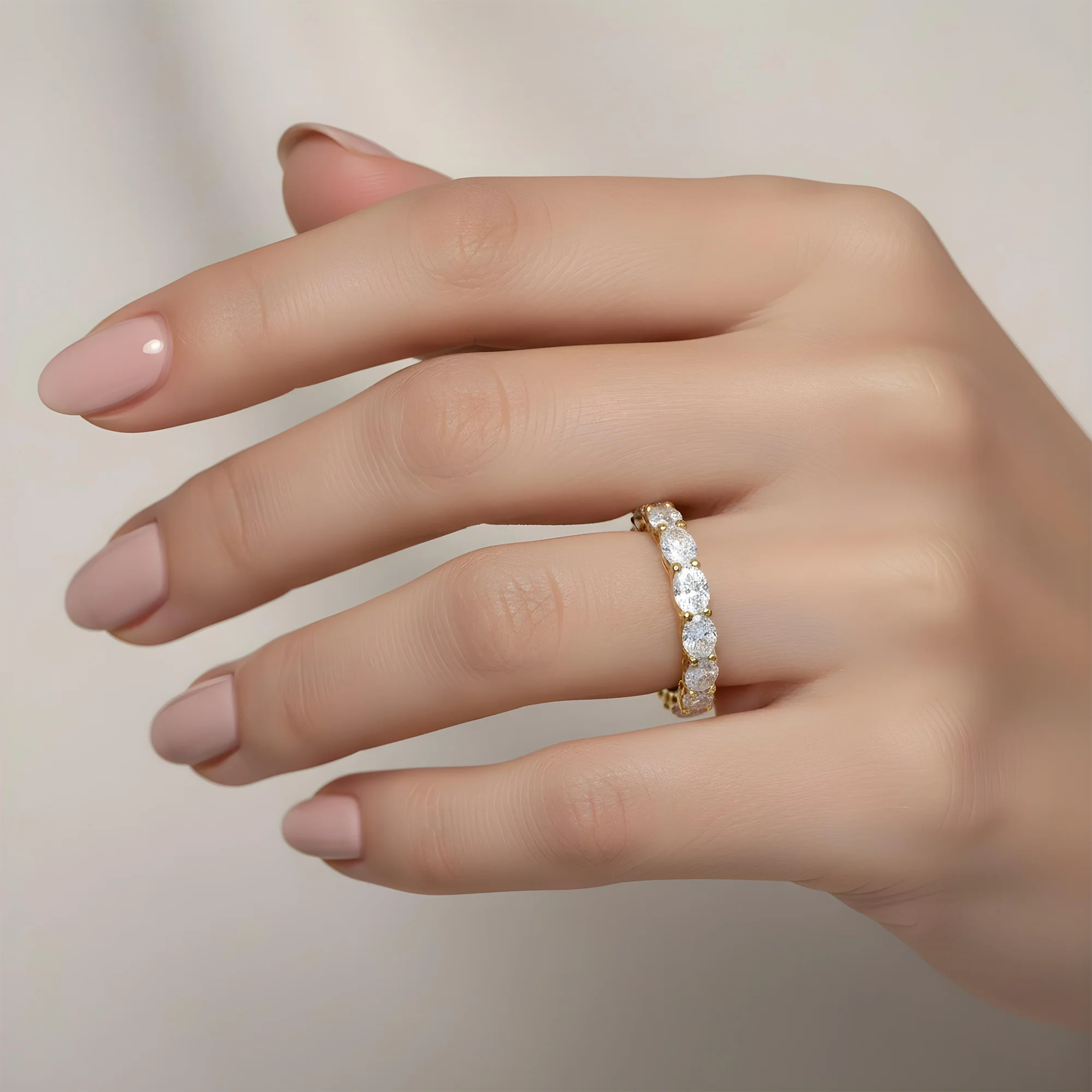 18K White Gold Horizontal Oval Cut Eternity Ring 3.52ct (size 6-8) - Image 6
