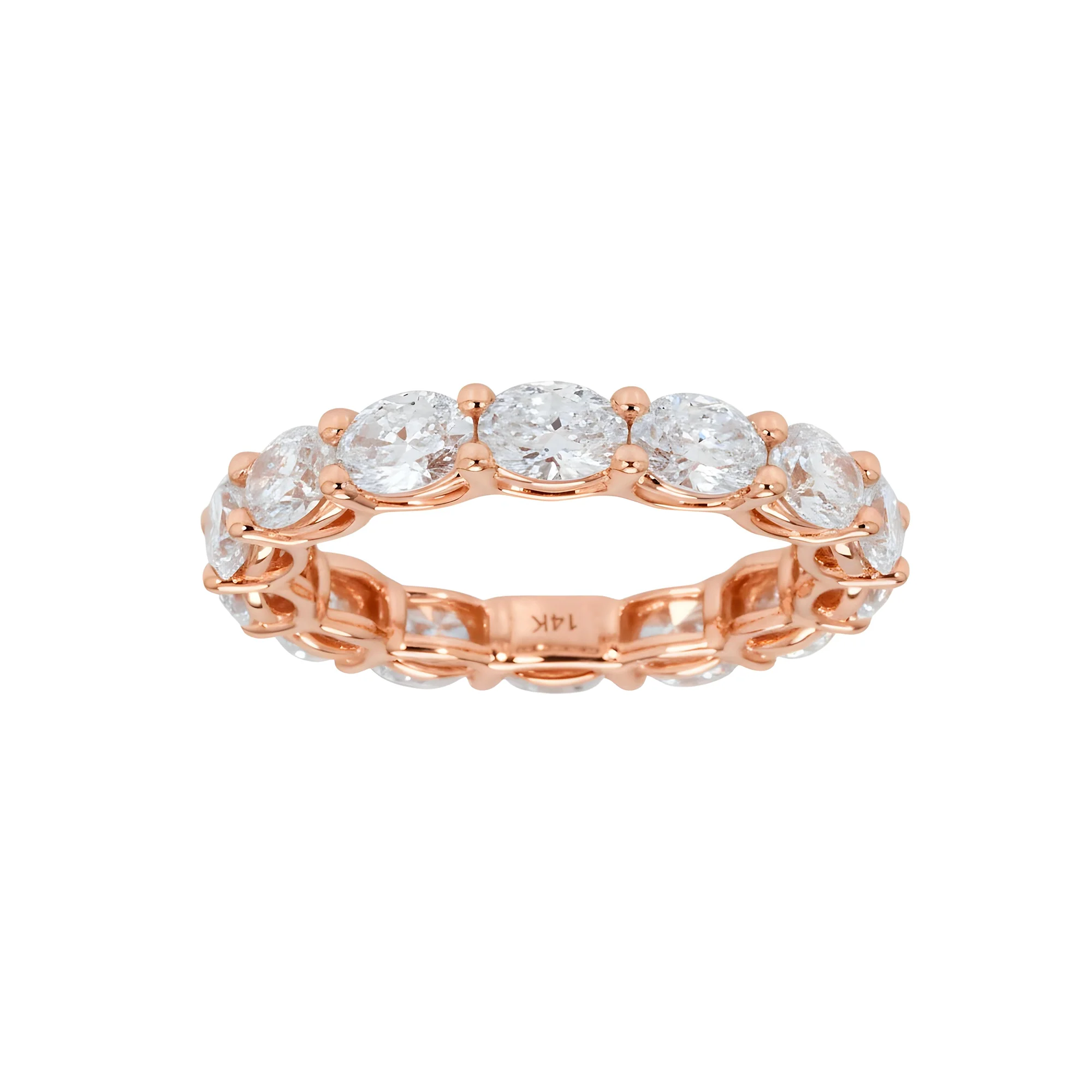 18K White Gold Horizontal Oval Cut Eternity Ring 3.52ct (size 6-8) - Image 7