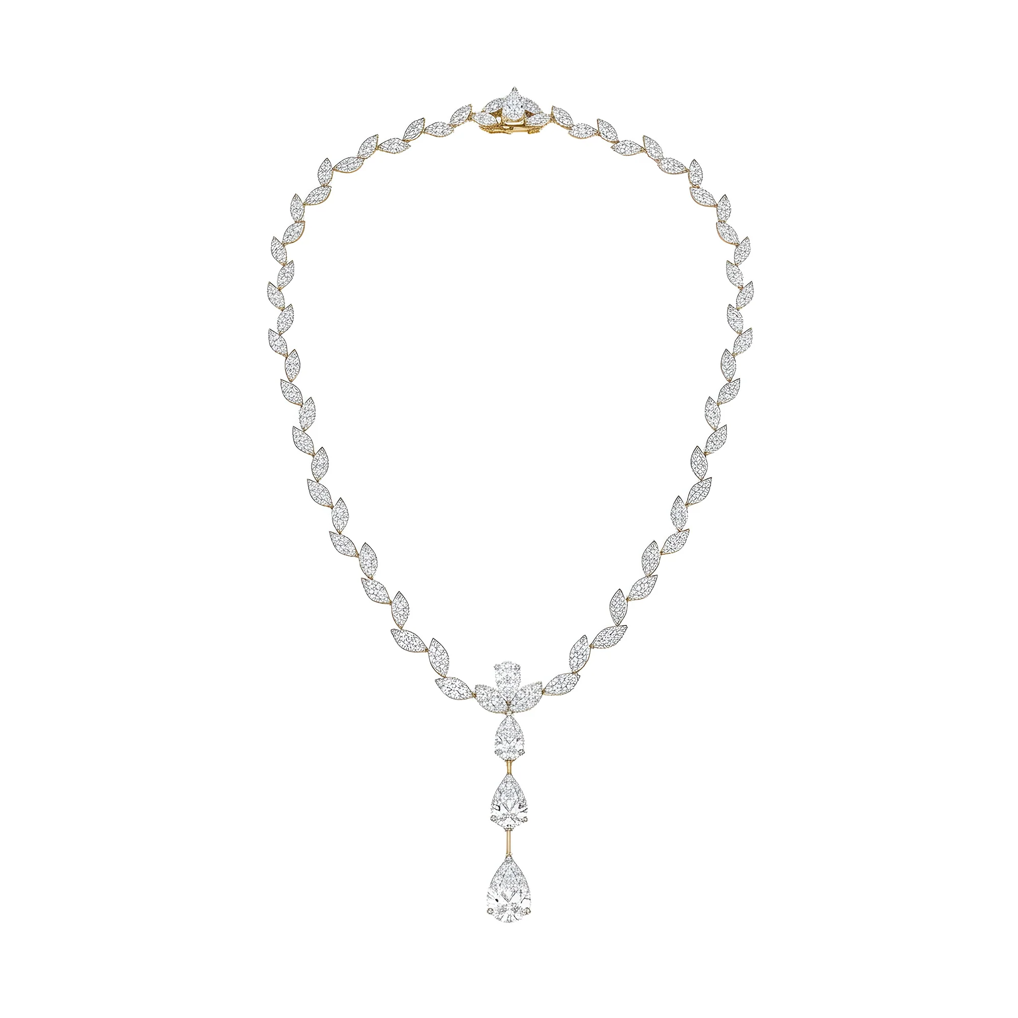 18K White Gold Marquise & Pear Cut Diamond Drop Necklace 40.36ct - Image 4