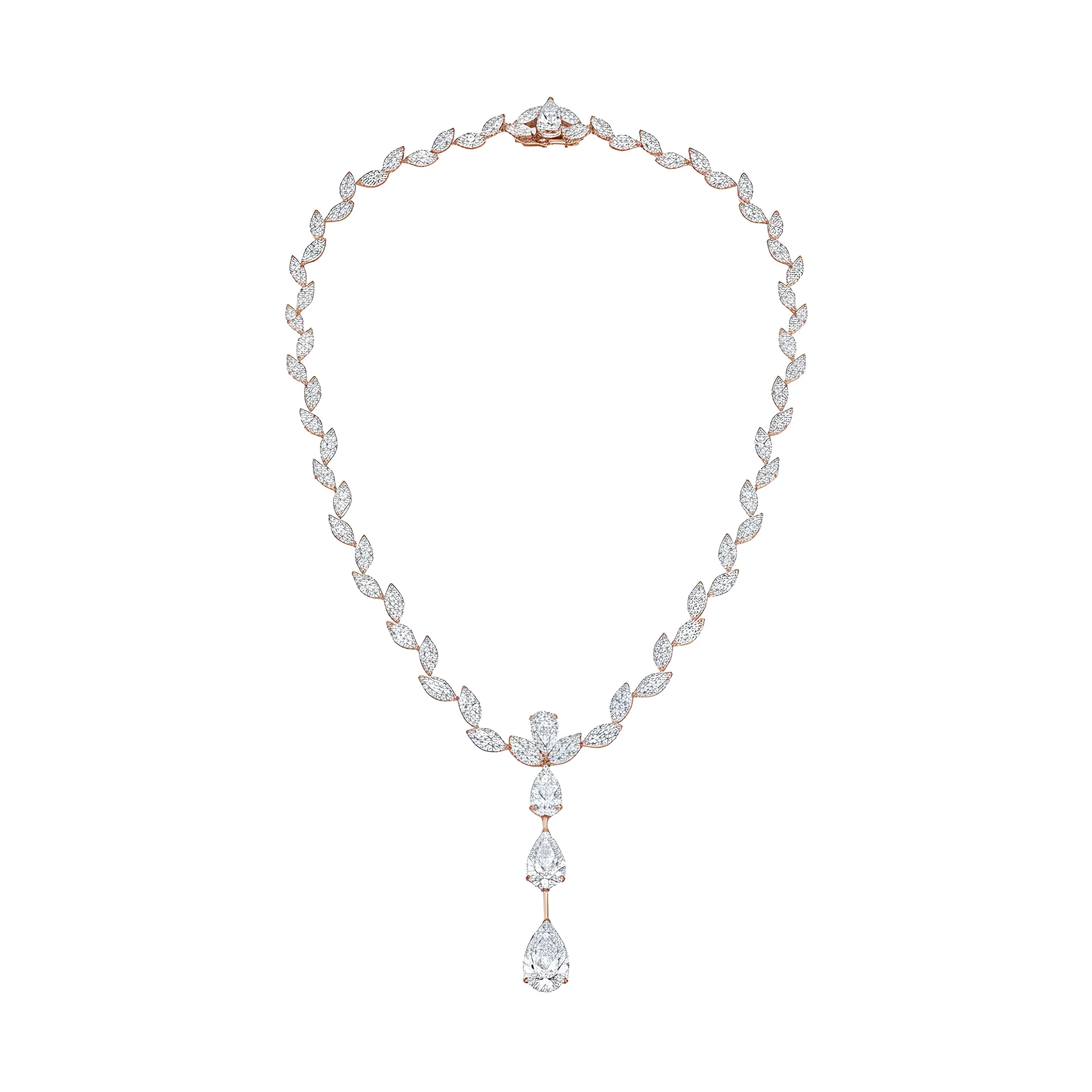 18K White Gold Marquise & Pear Cut Diamond Drop Necklace 40.36ct - Image 6