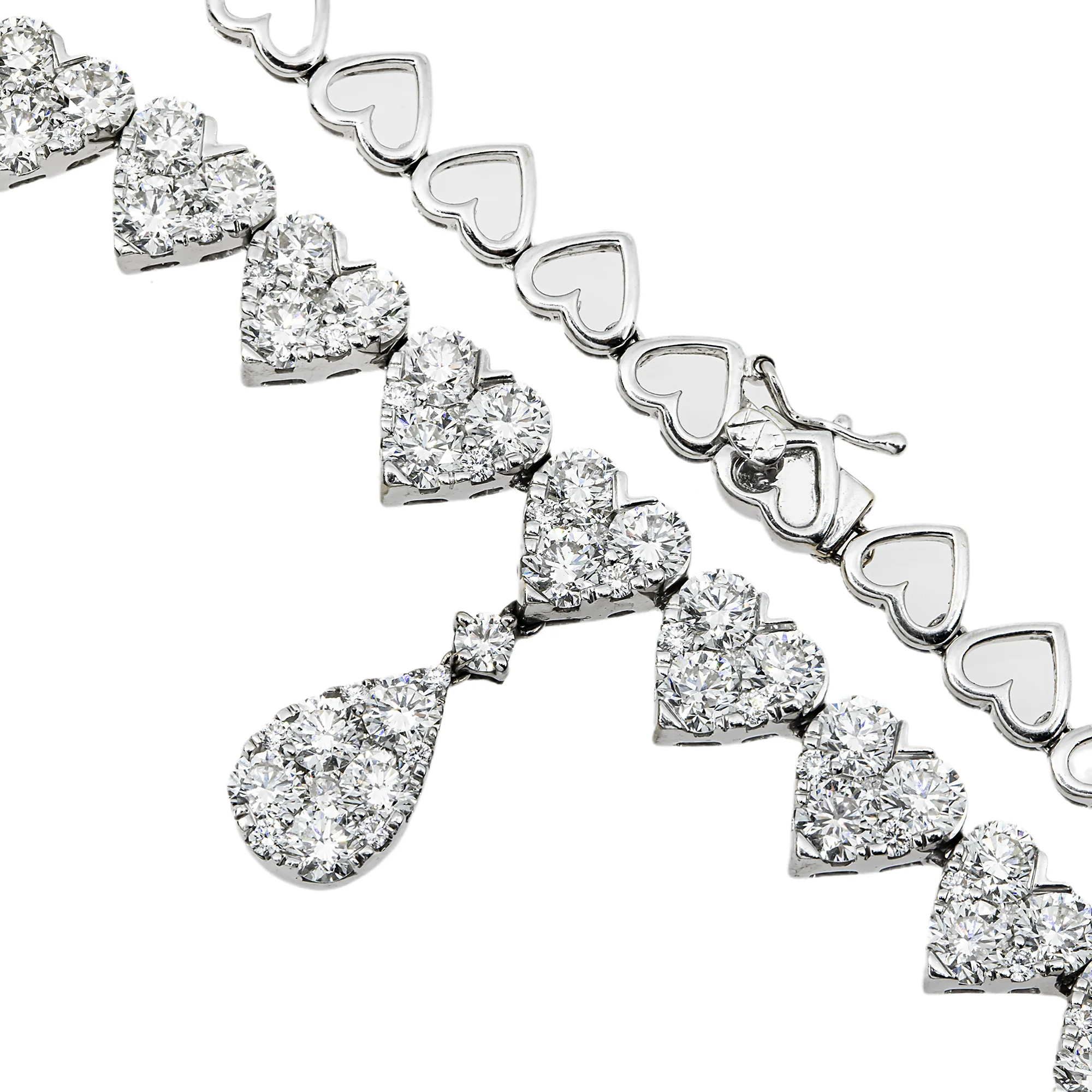18K White Gold Multi Cut Diamond Drop Necklace 21.96ct - Image 4