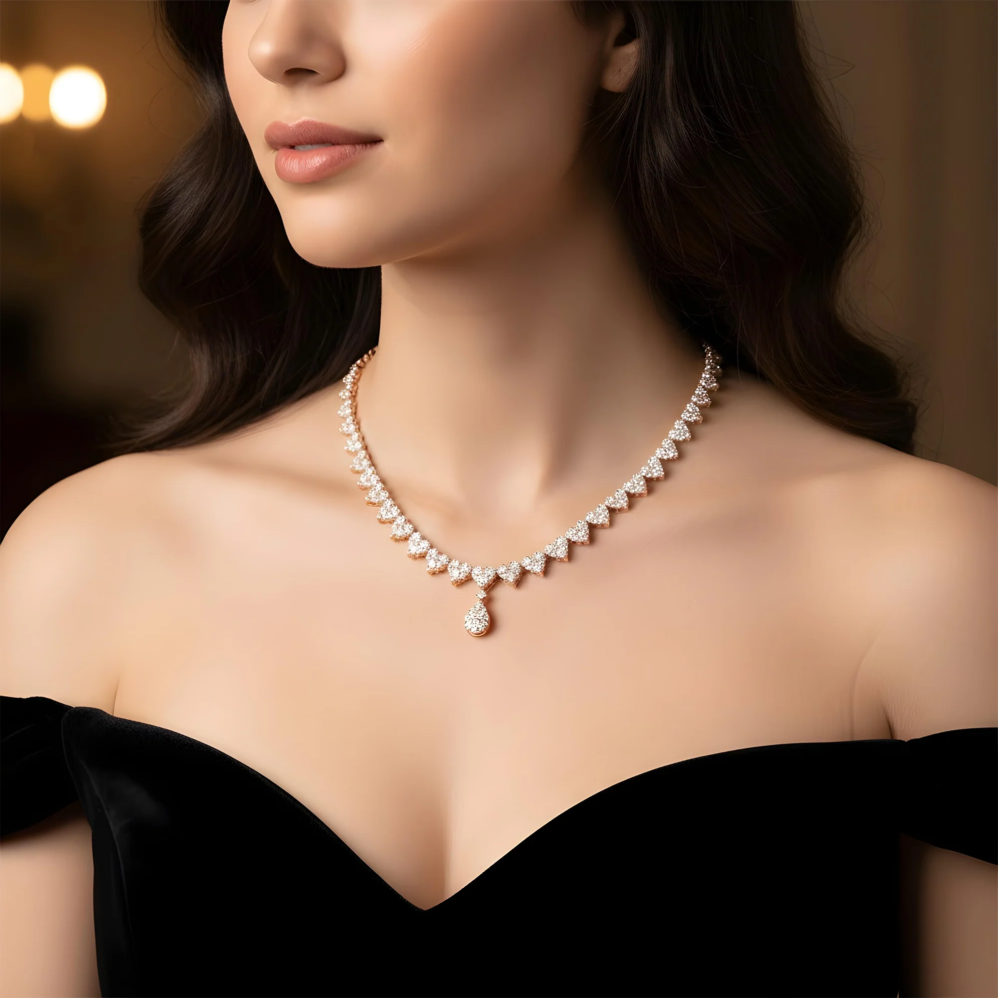 18K White Gold Multi Cut Diamond Drop Necklace 21.96ct - Image 8