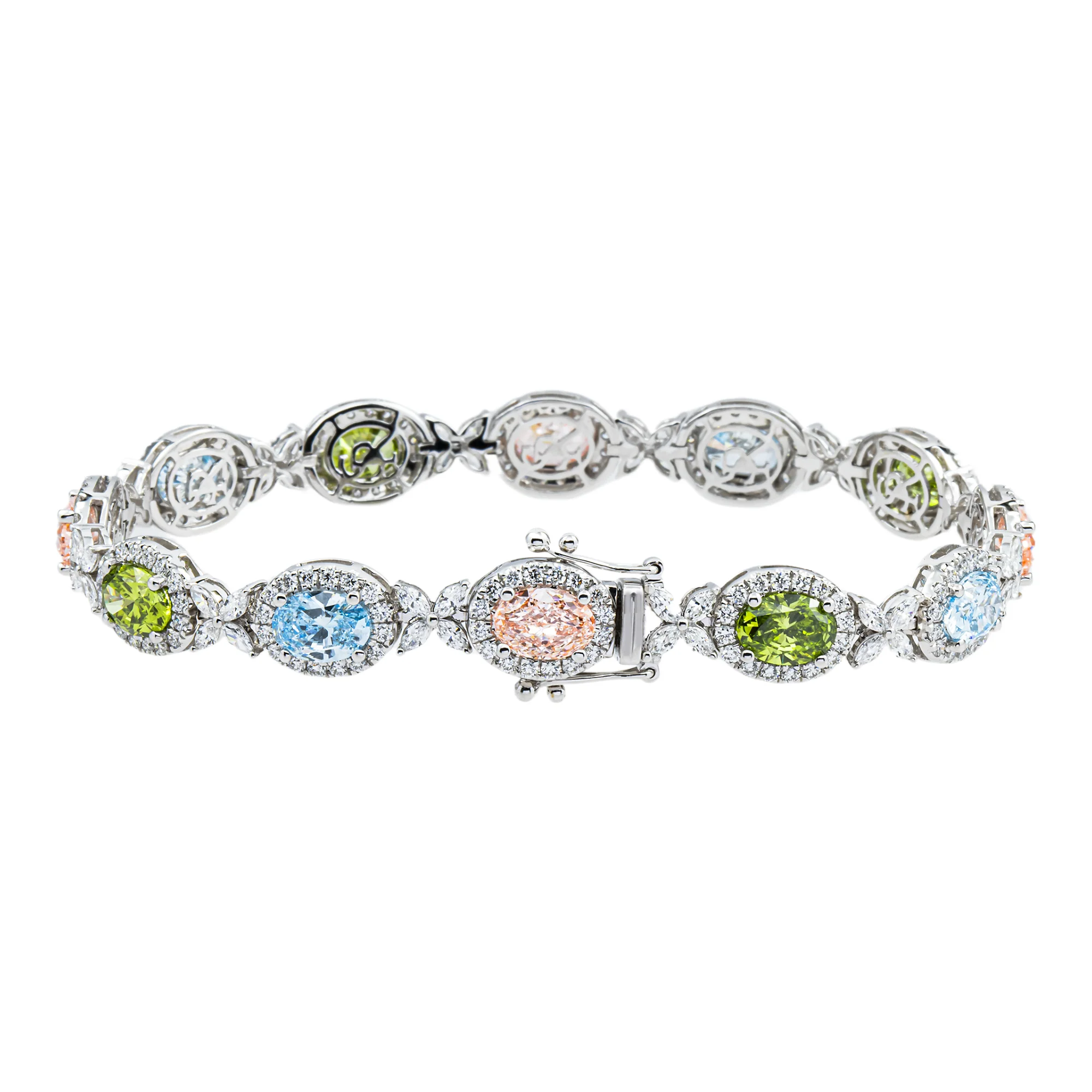 18K White Gold Multi Cut Fancy Color Diamond Bracelet 12.23ct - Image 4