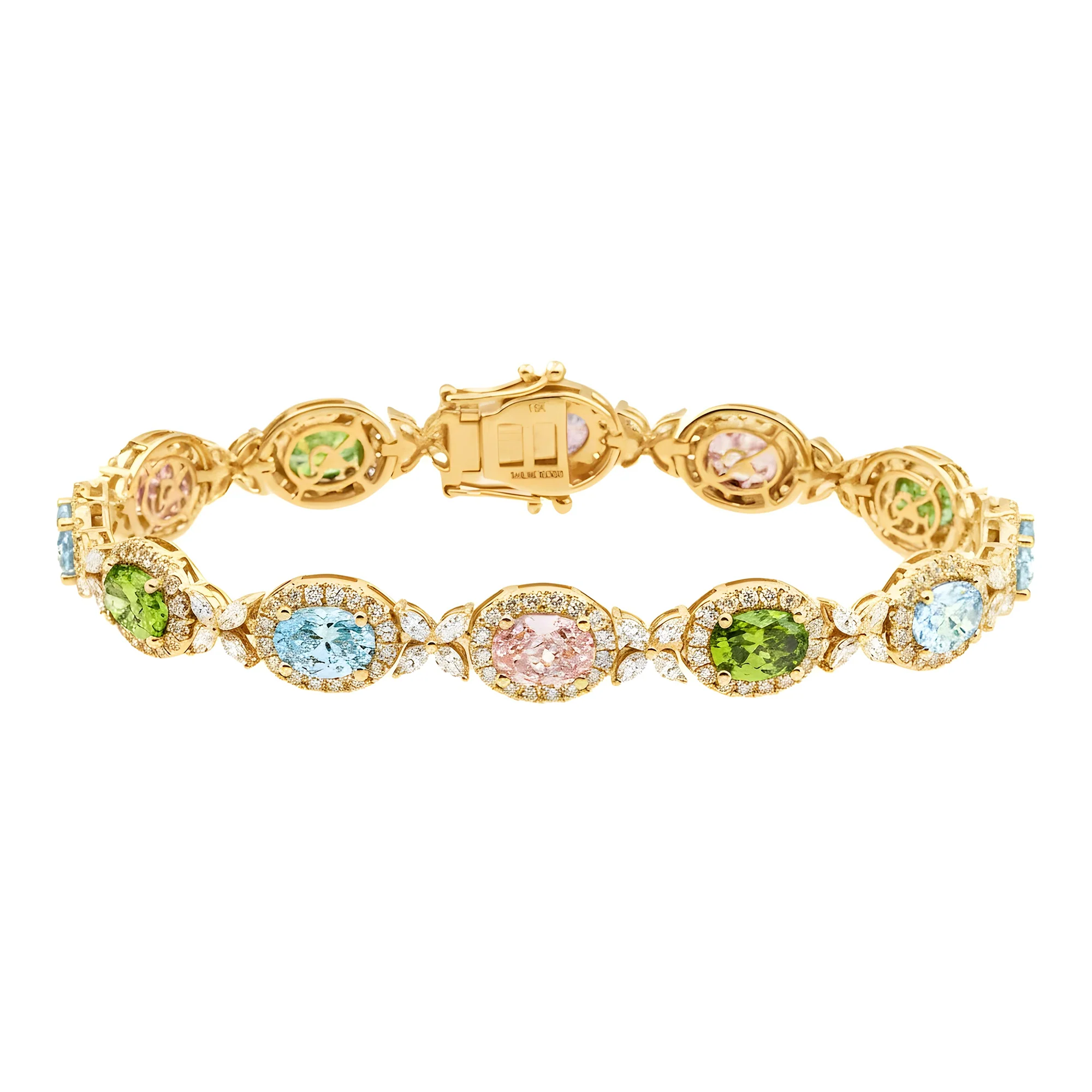 18K White Gold Multi Cut Fancy Color Diamond Bracelet 12.23ct - Image 5