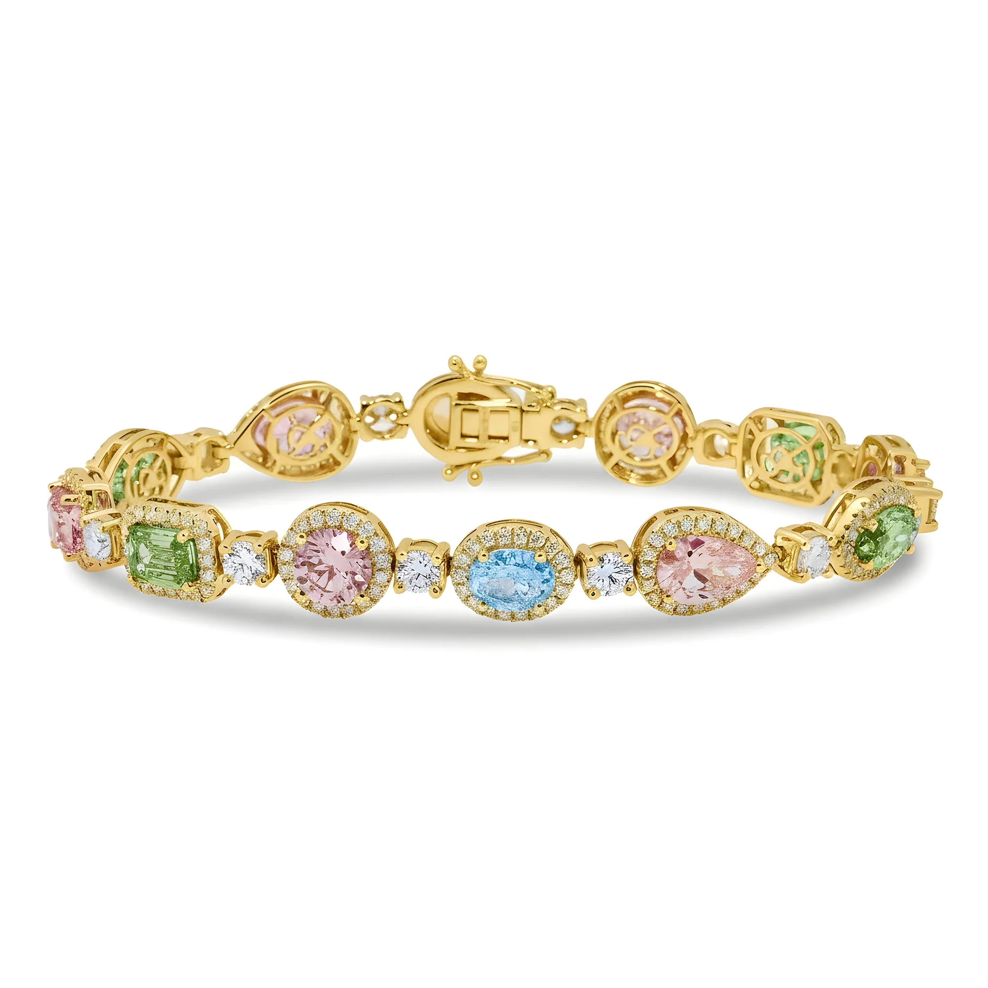 18K White Gold Multi Cut Fancy Color Diamond Bracelet (matching set) - Image 5