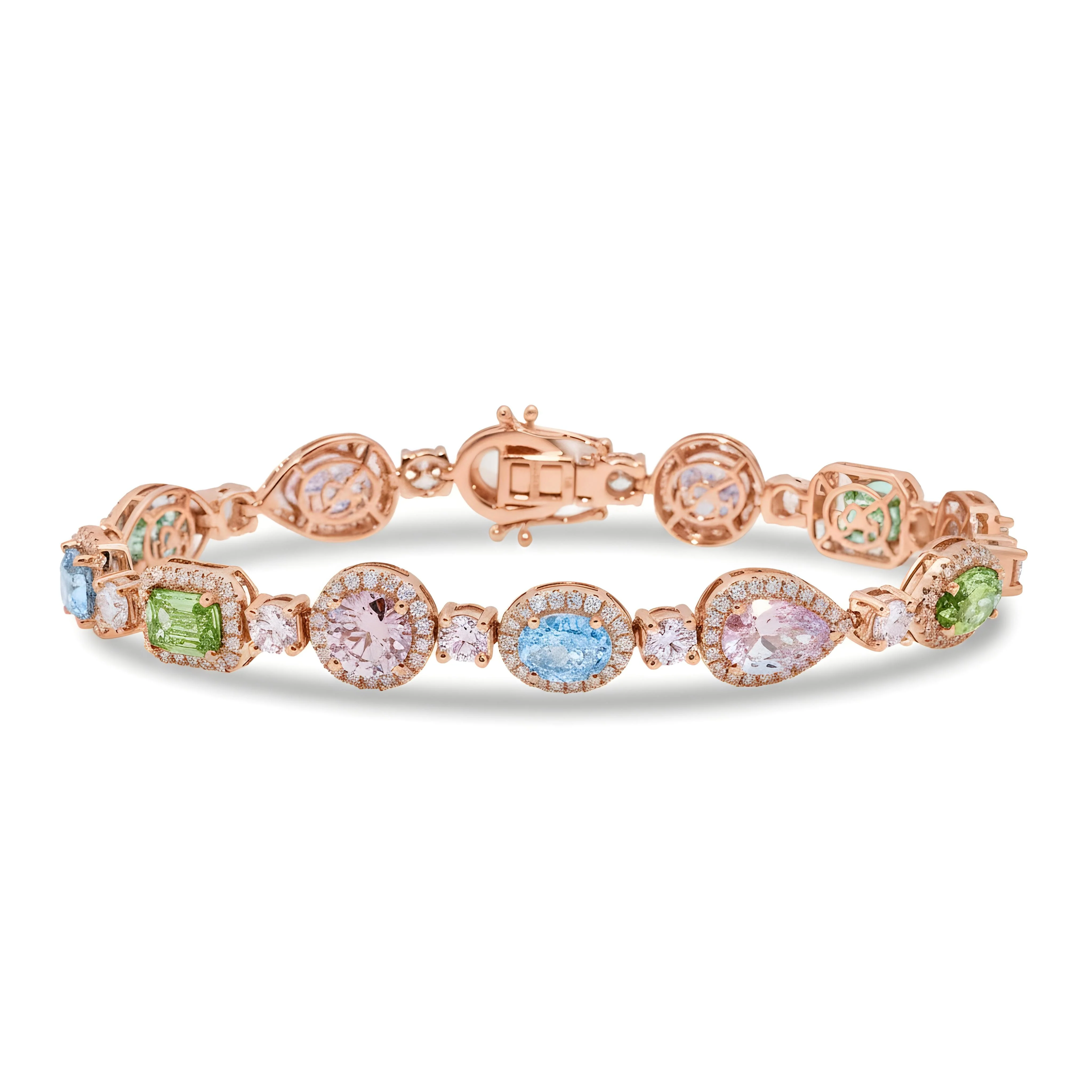 18K White Gold Multi Cut Fancy Color Diamond Bracelet (matching set) - Image 7