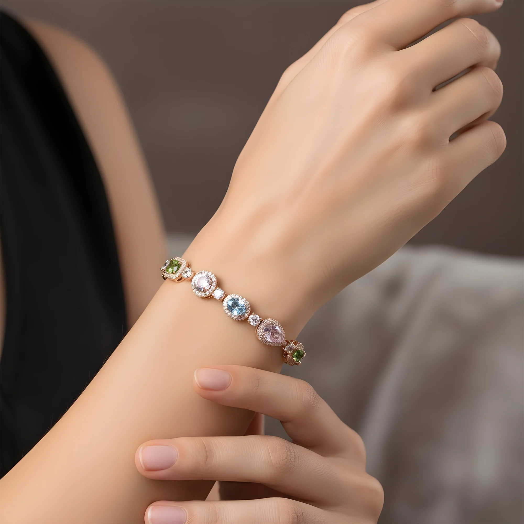 18K White Gold Multi Cut Fancy Color Diamond Bracelet (matching set) - Image 8