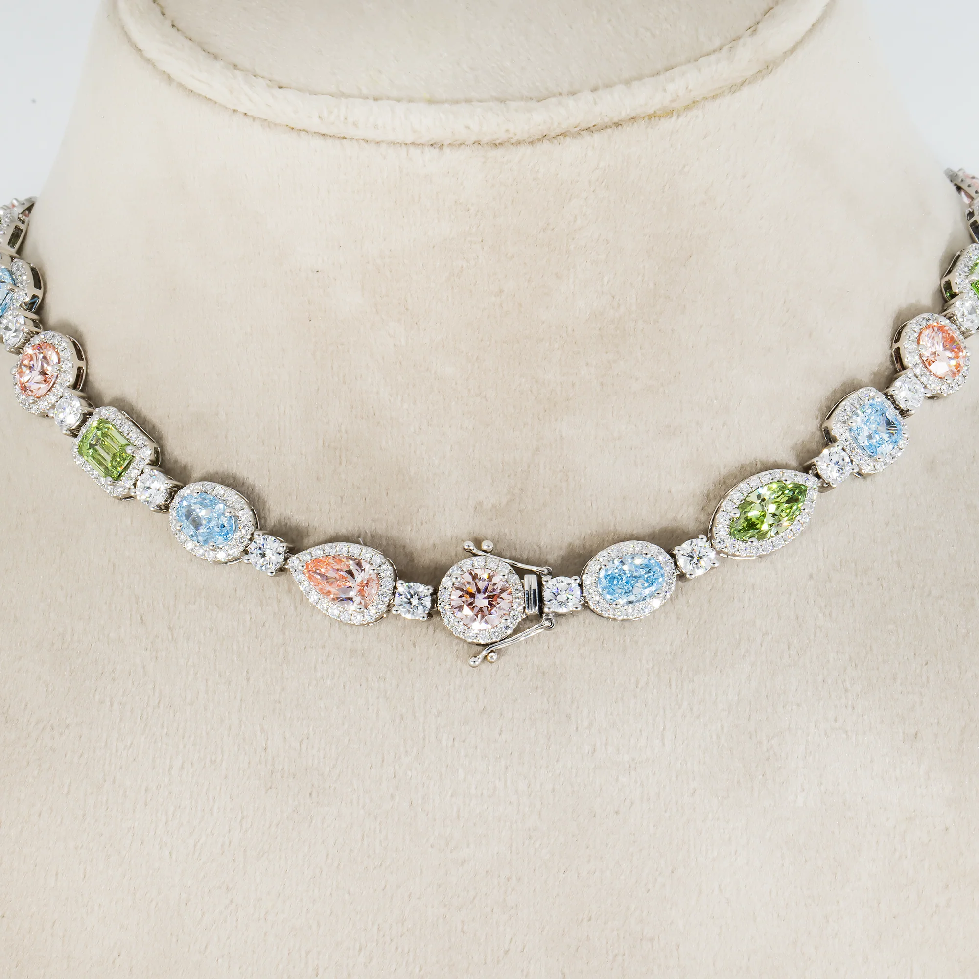 18K White Gold Multi Cut & Fancy Color Diamond Necklace 36.81ct (matching set) - Image 4