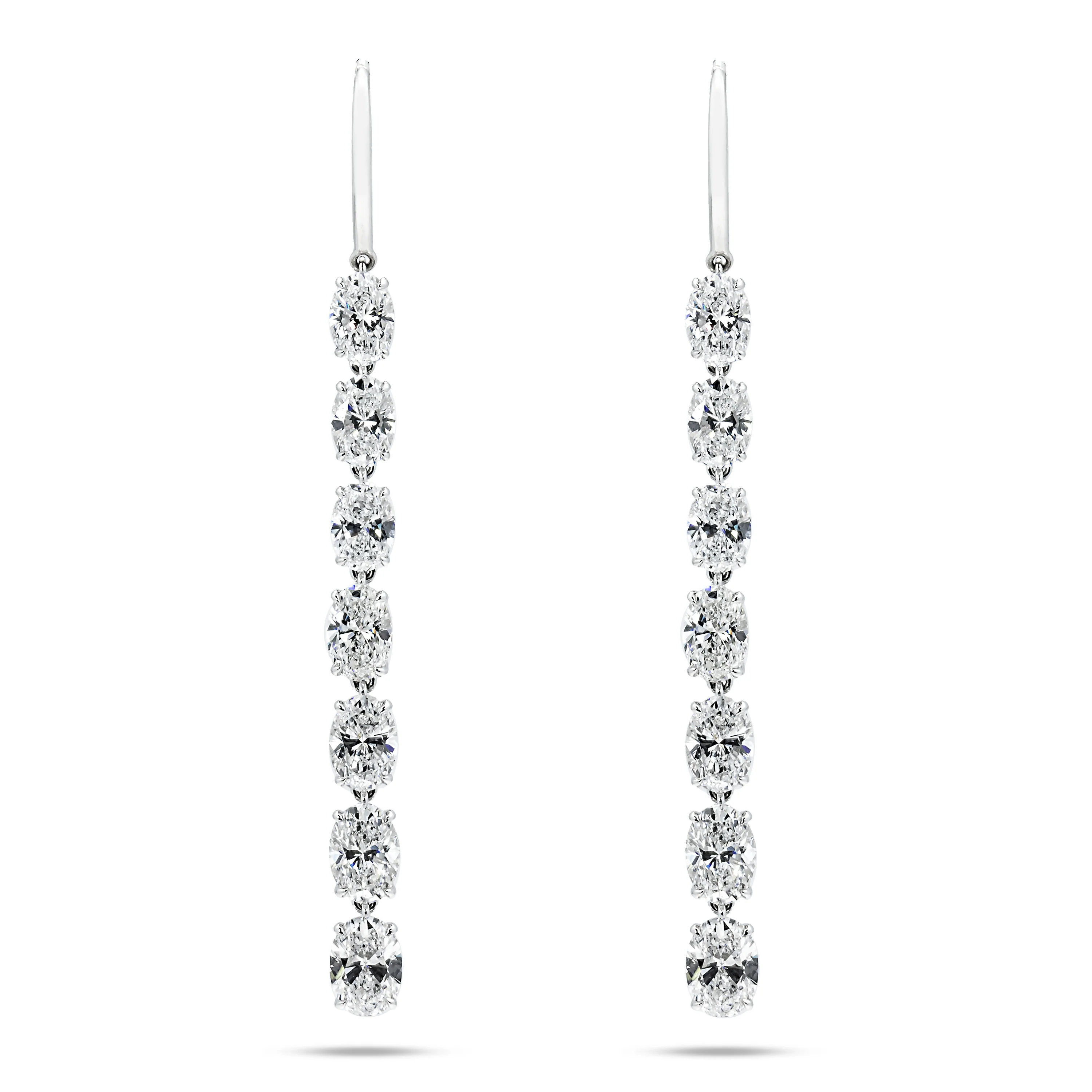 18K White Gold Oval Cut Diamond Drop Earrings 8.48ctw