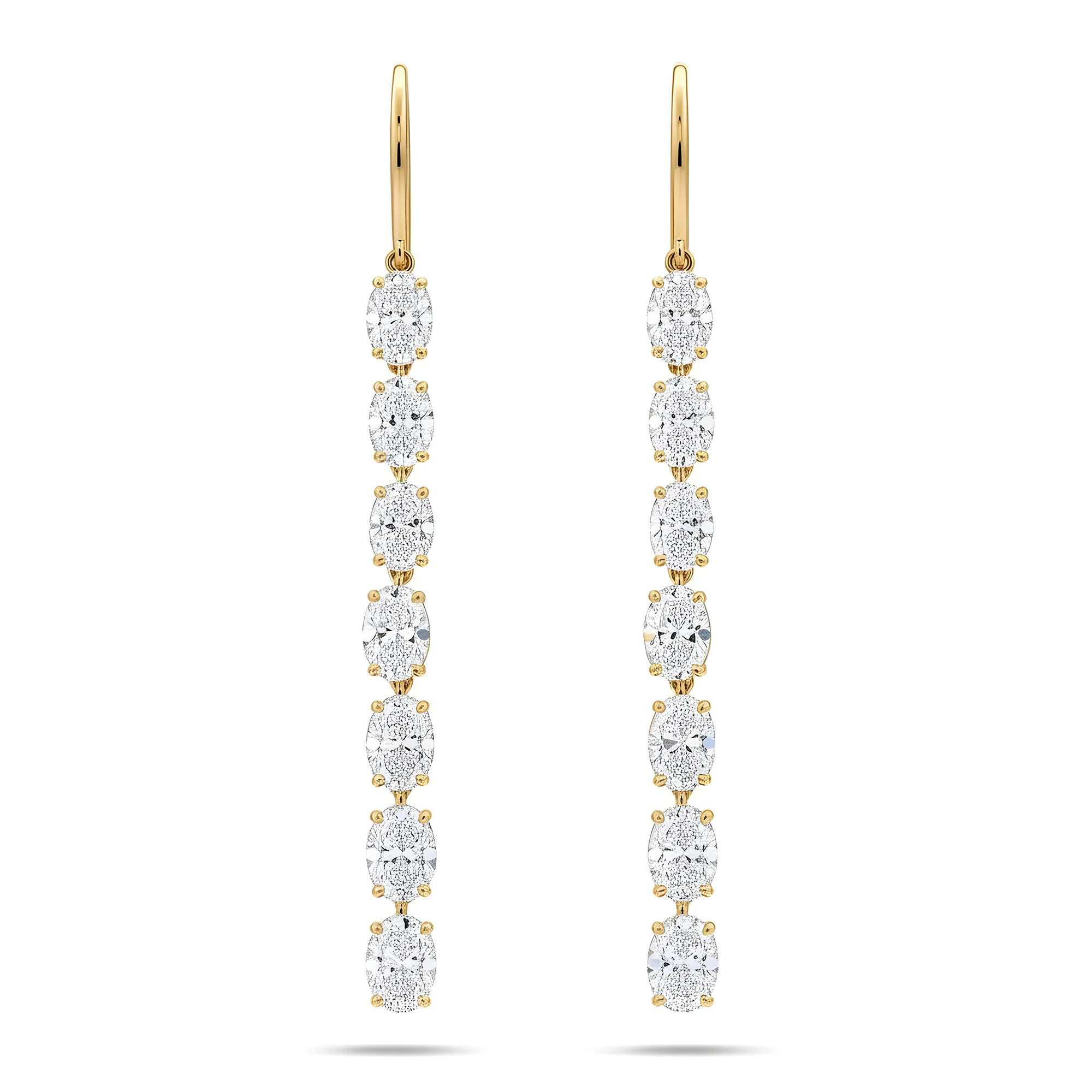 18K White Gold Oval Cut Diamond Drop Earrings 8.48ctw - Image 4