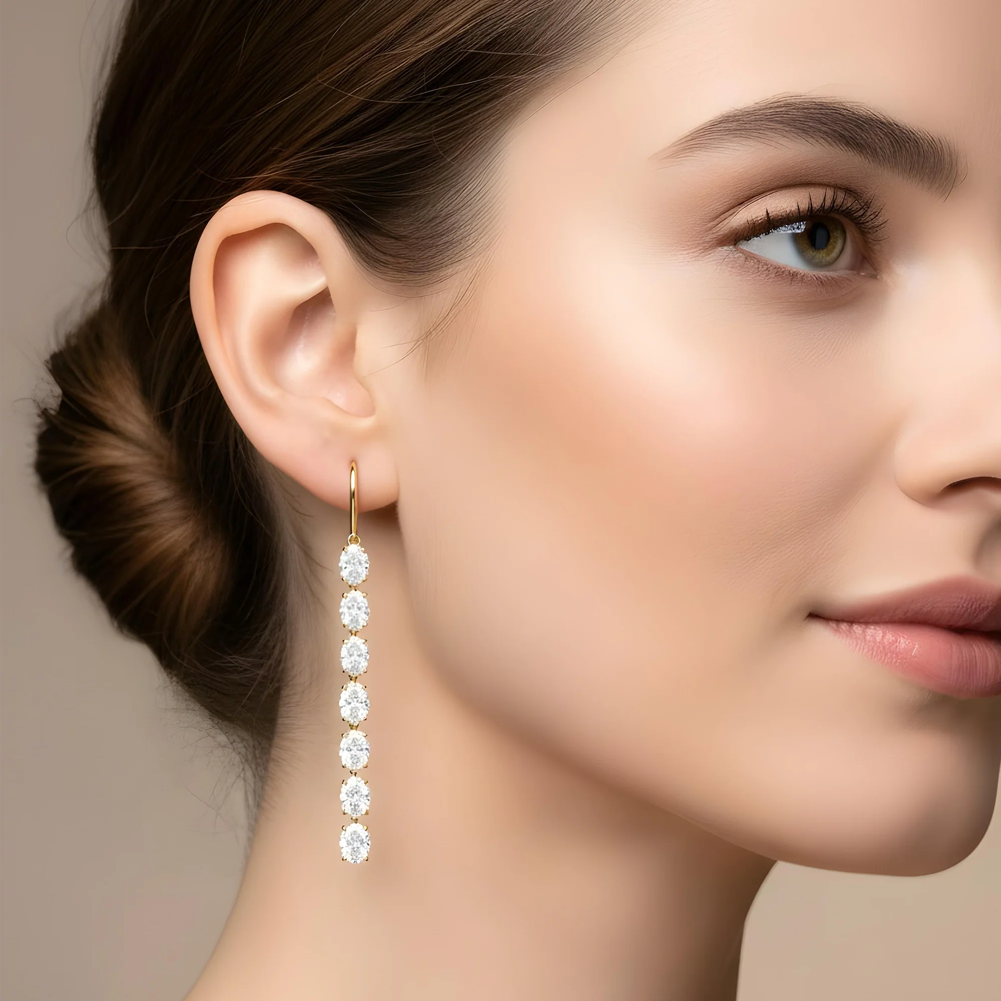 18K White Gold Oval Cut Diamond Drop Earrings 8.48ctw - Image 5