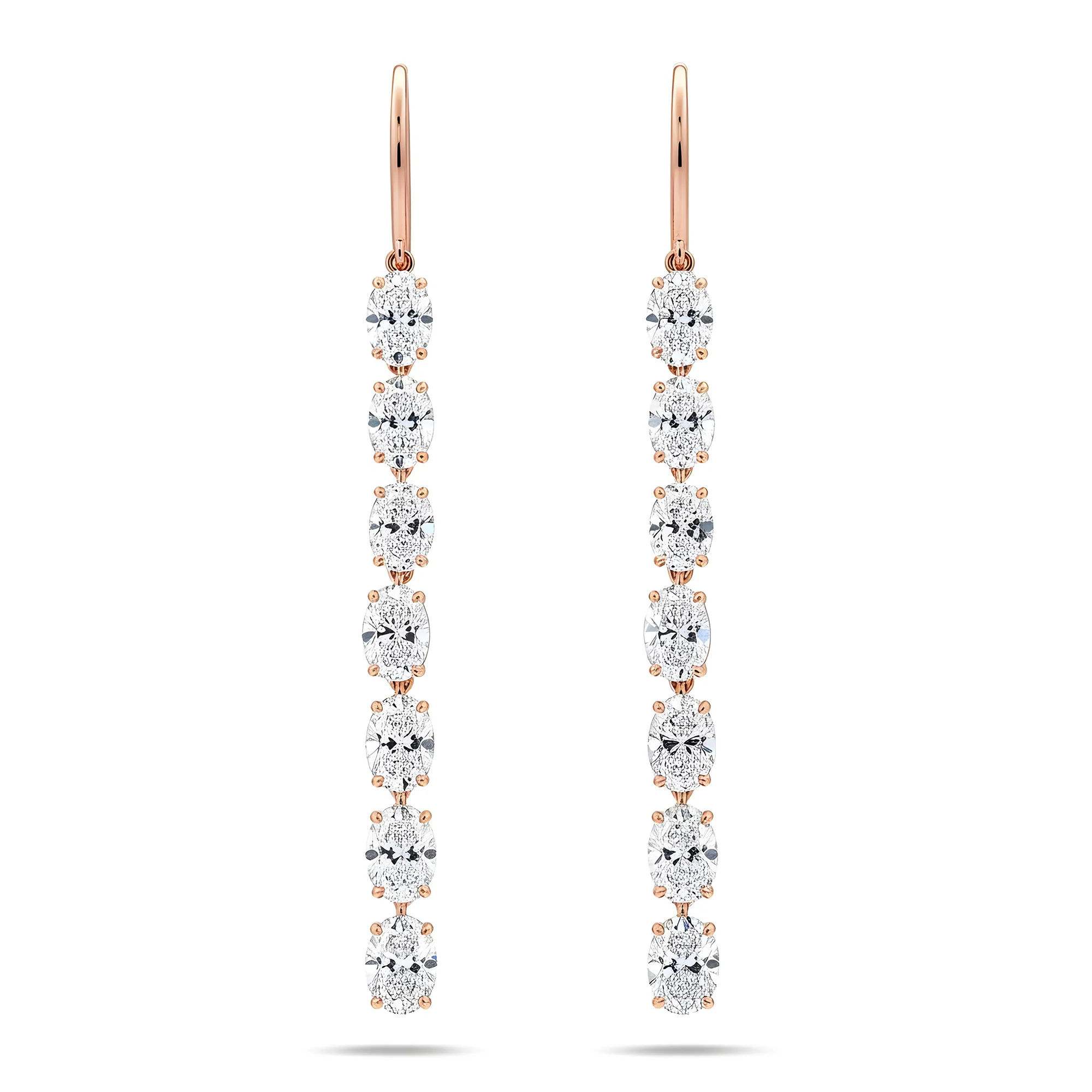 18K White Gold Oval Cut Diamond Drop Earrings 8.48ctw - Image 6