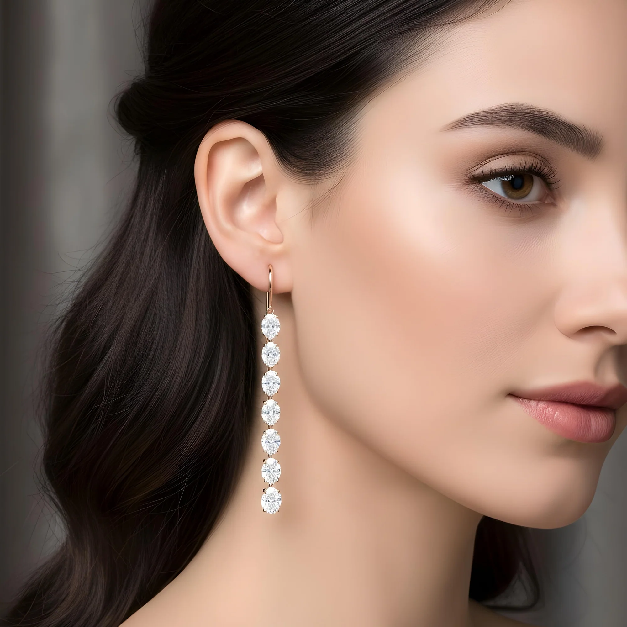 18K White Gold Oval Cut Diamond Drop Earrings 8.48ctw - Image 7