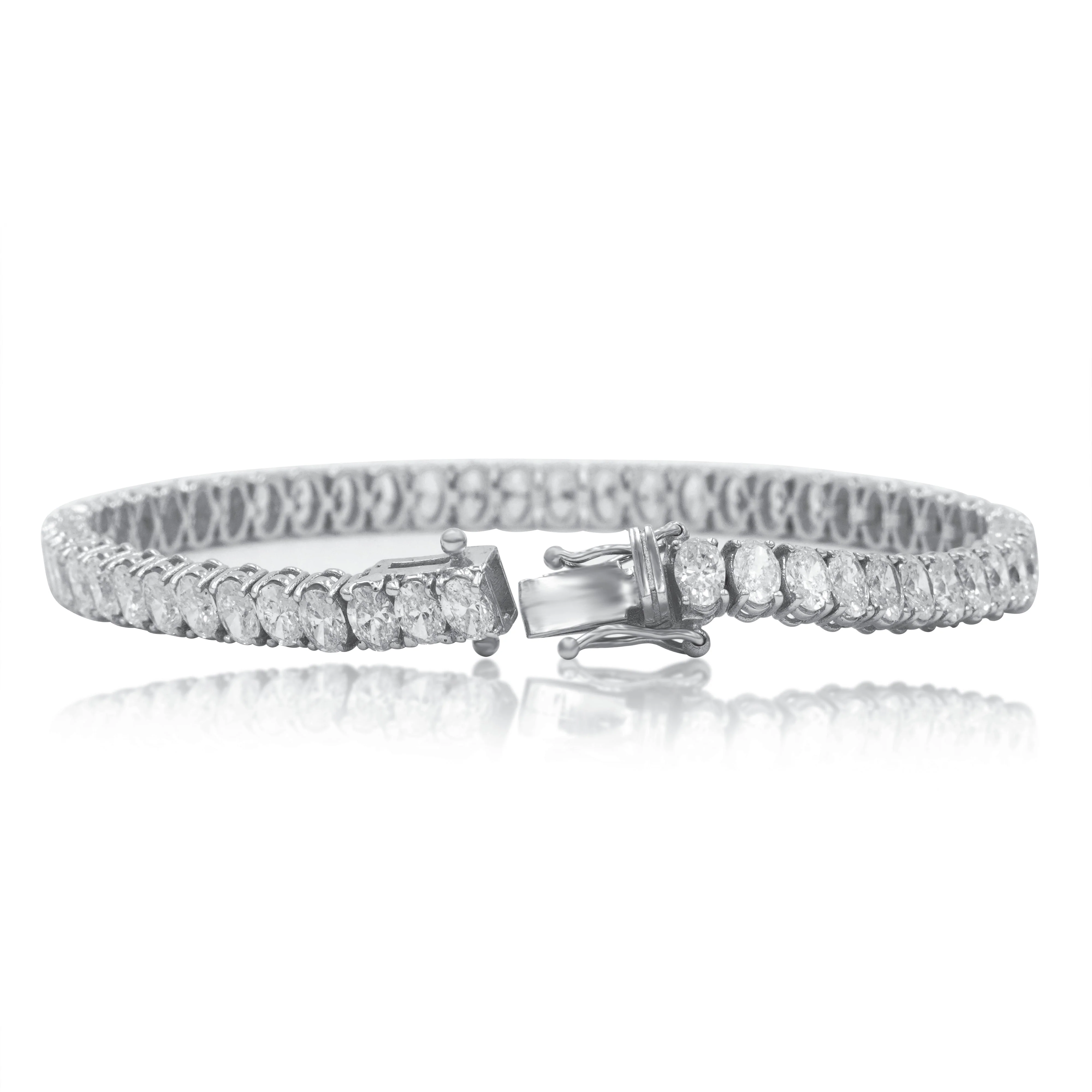 18K White Gold Oval Cut Diamond Tennis Bracelet 10.79ct - Image 3