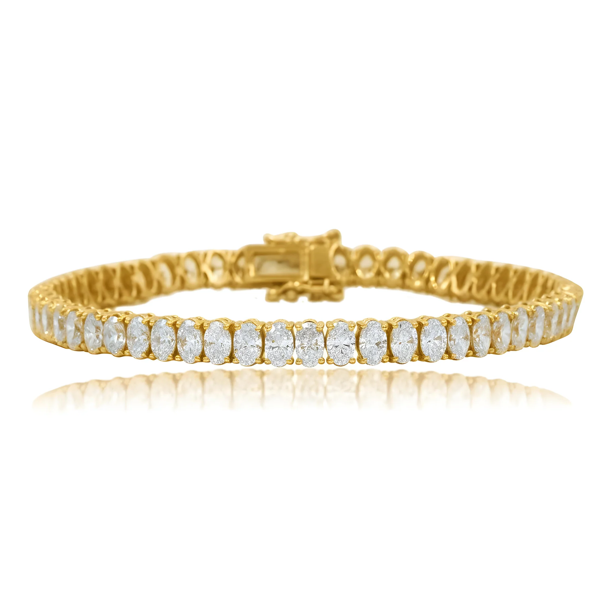 18K White Gold Oval Cut Diamond Tennis Bracelet 10.79ct - Image 4