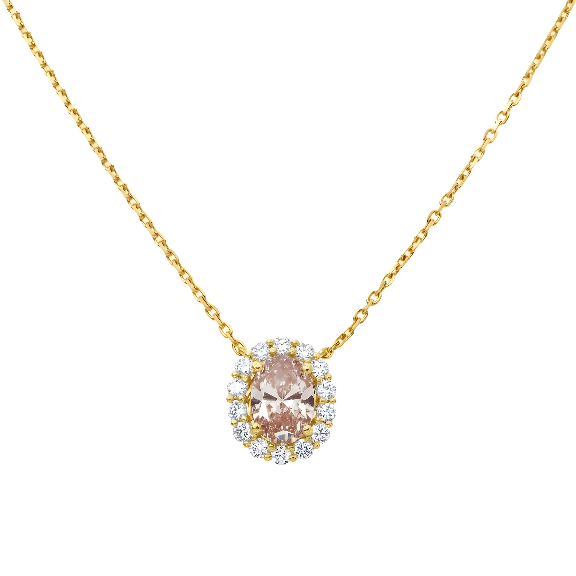 18K White Gold Oval Cut Fancy Pink Diamond Necklace 1.38ct - Image 5