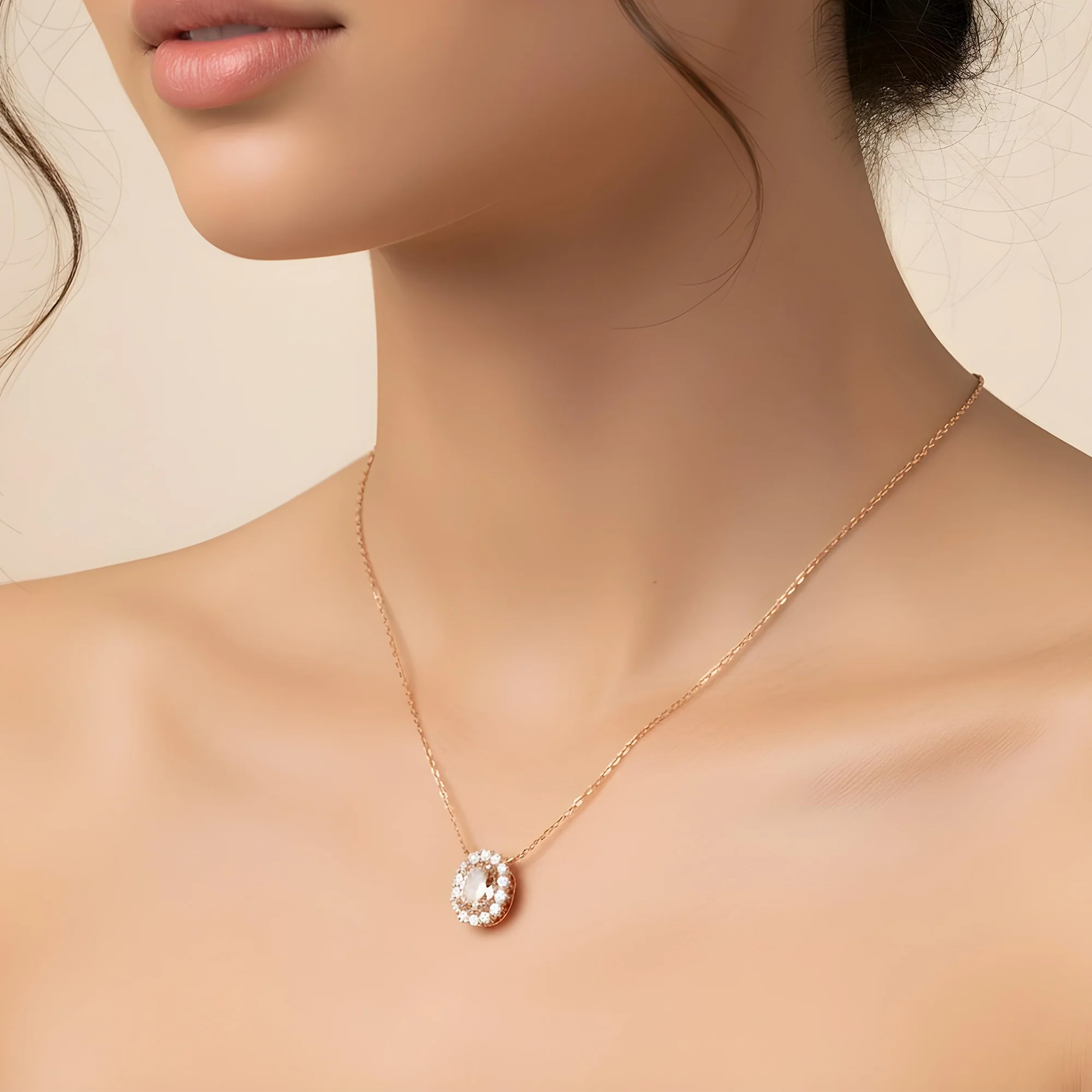 18K White Gold Oval Cut Fancy Pink Diamond Necklace 1.38ct - Image 8