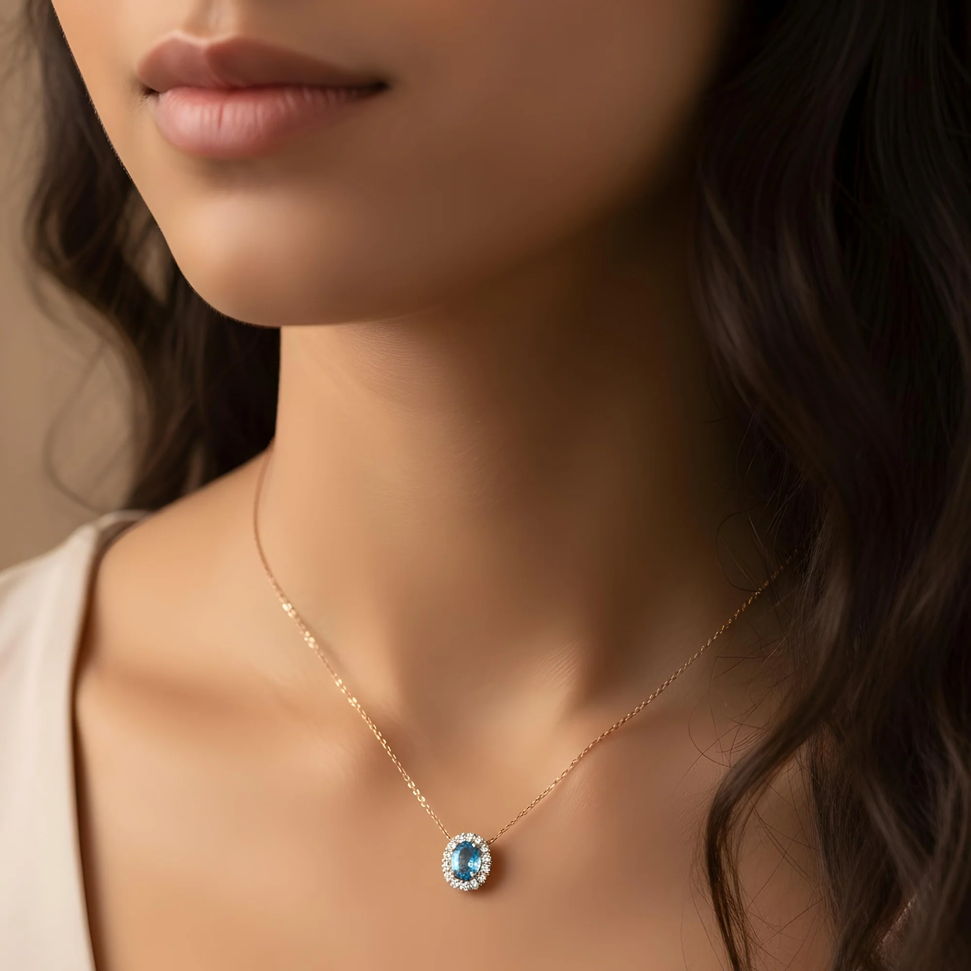 18K White Gold Oval Cut Fancy Vivid Blue Diamond Mini Pendant Necklace 1.38ctw - Image 6