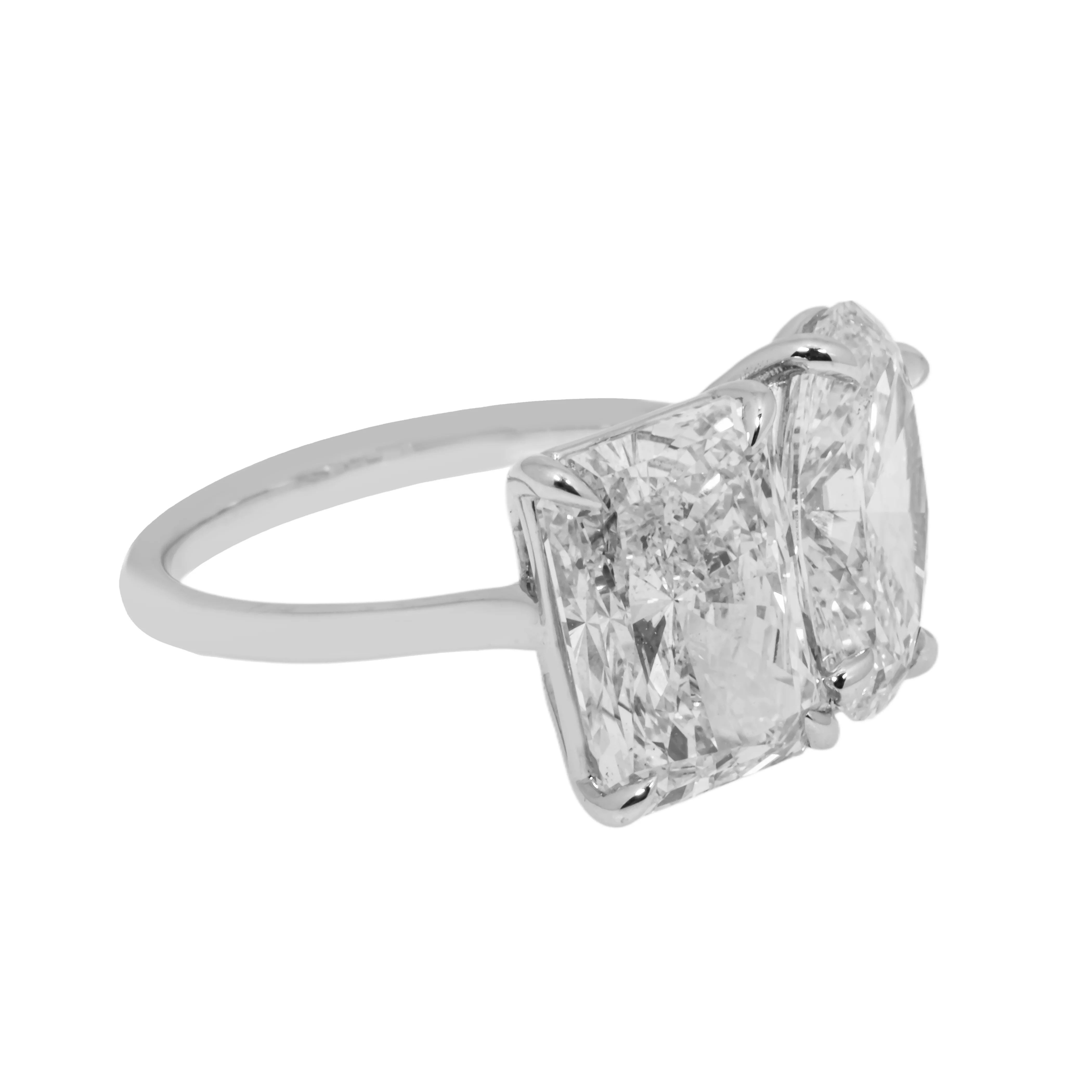 18K White Gold Oval & Radiant Cut Double Diamond Toi et Moi Ring 7.07ctw - Image 5