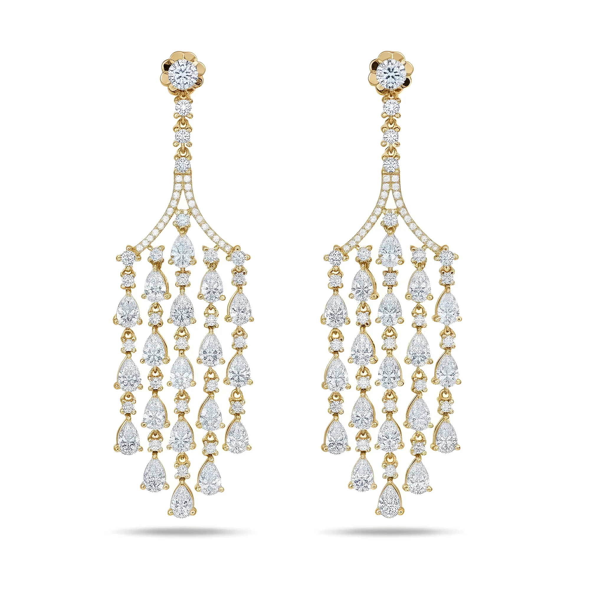 18K White Gold Pear Cut Diamond Chandelier Drop Earrings 10.50ctw - Image 3