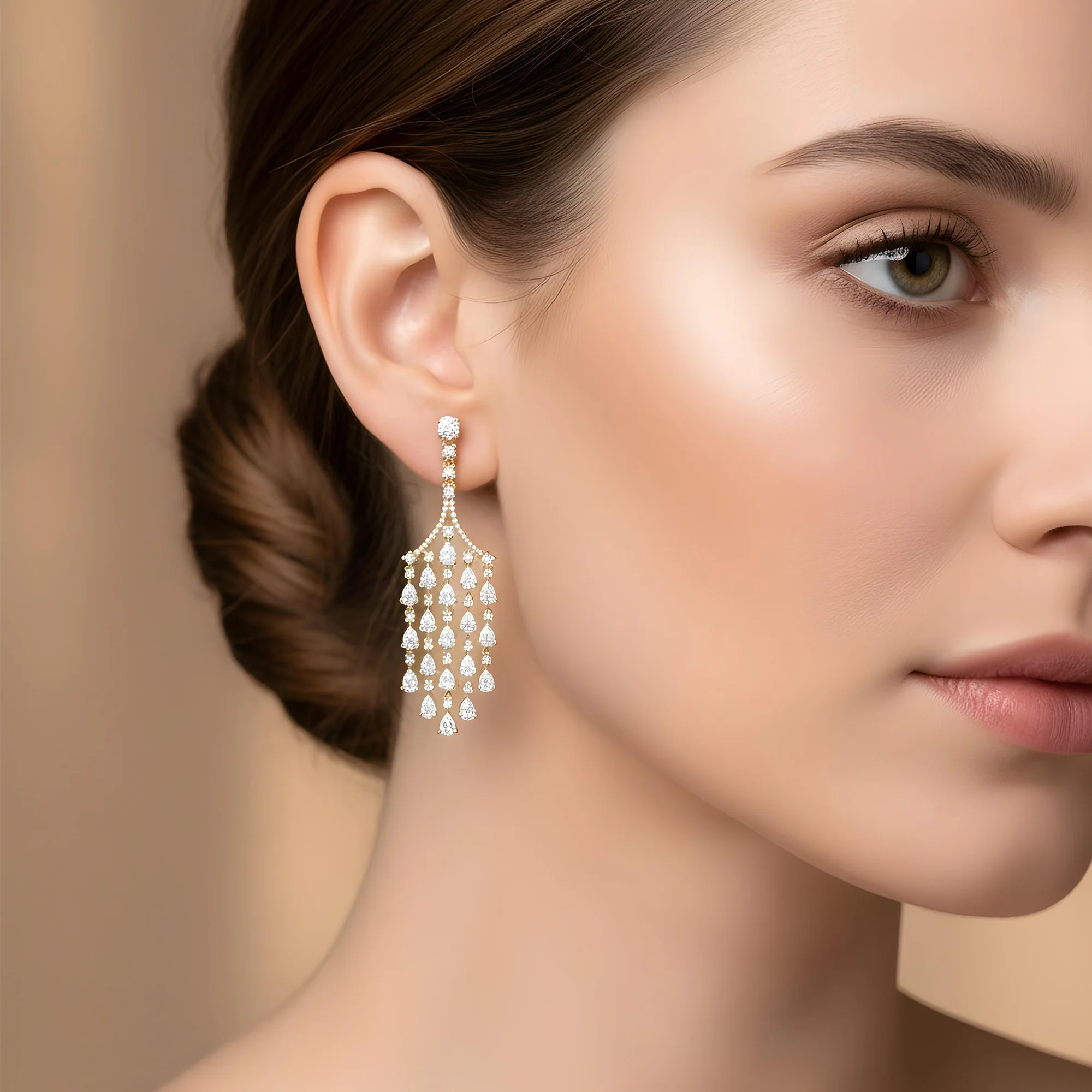 18K White Gold Pear Cut Diamond Chandelier Drop Earrings 10.50ctw - Image 4