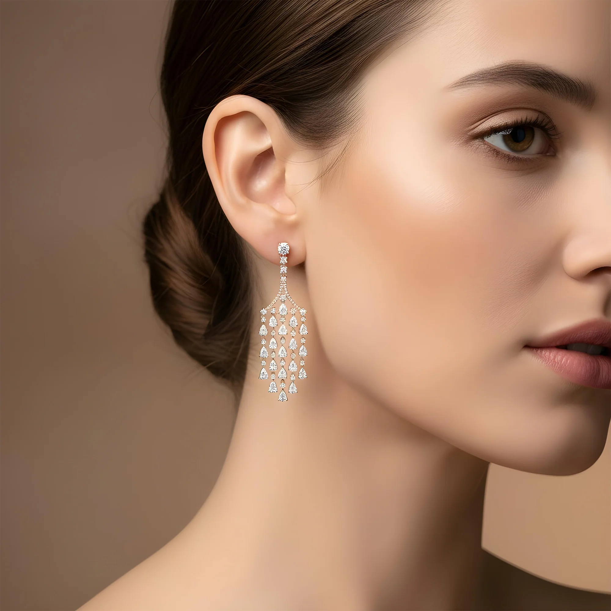 18K White Gold Pear Cut Diamond Chandelier Drop Earrings 10.50ctw - Image 6