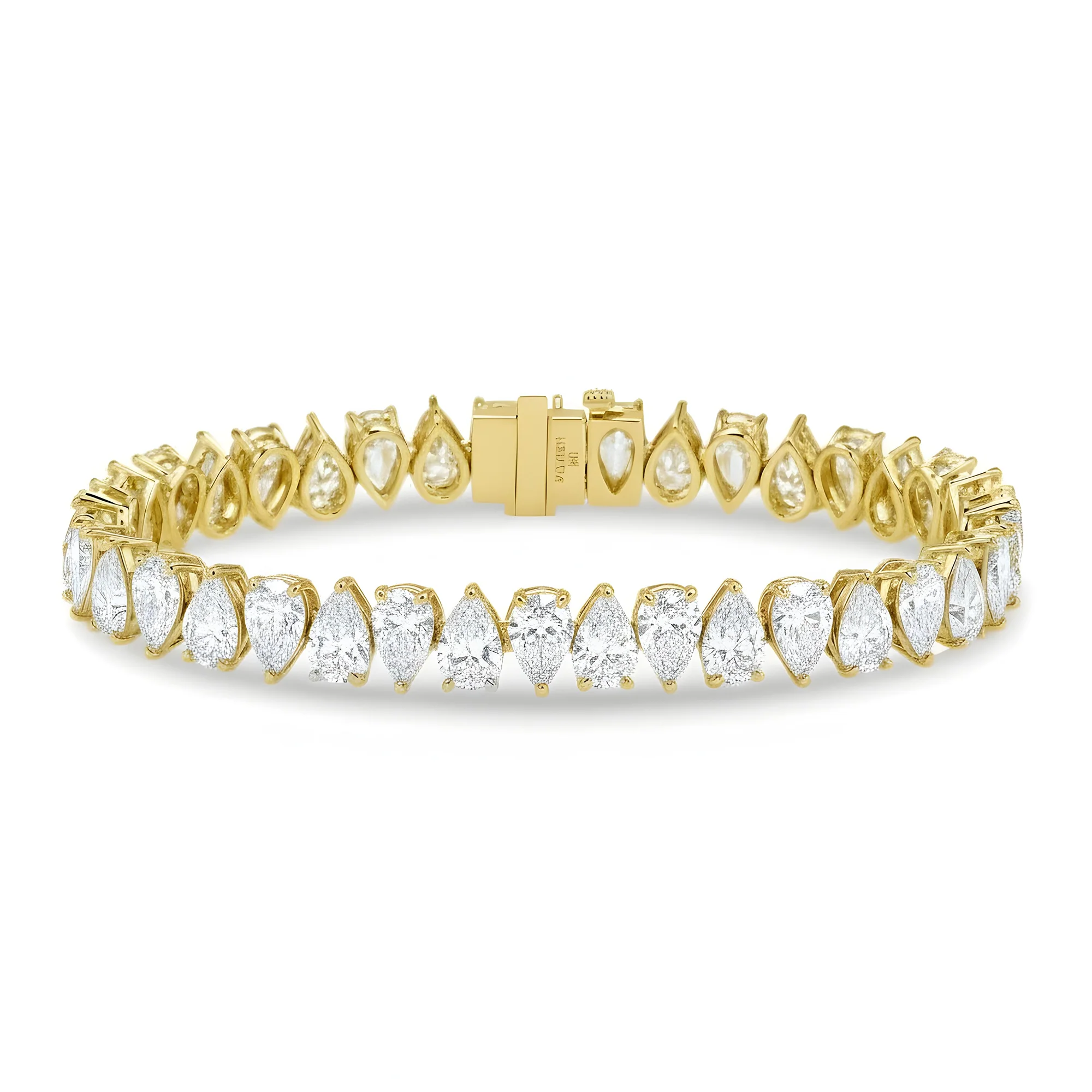 18K White Gold Pear Cut Diamond Tennis Bracelet 17.57ct - Image 4