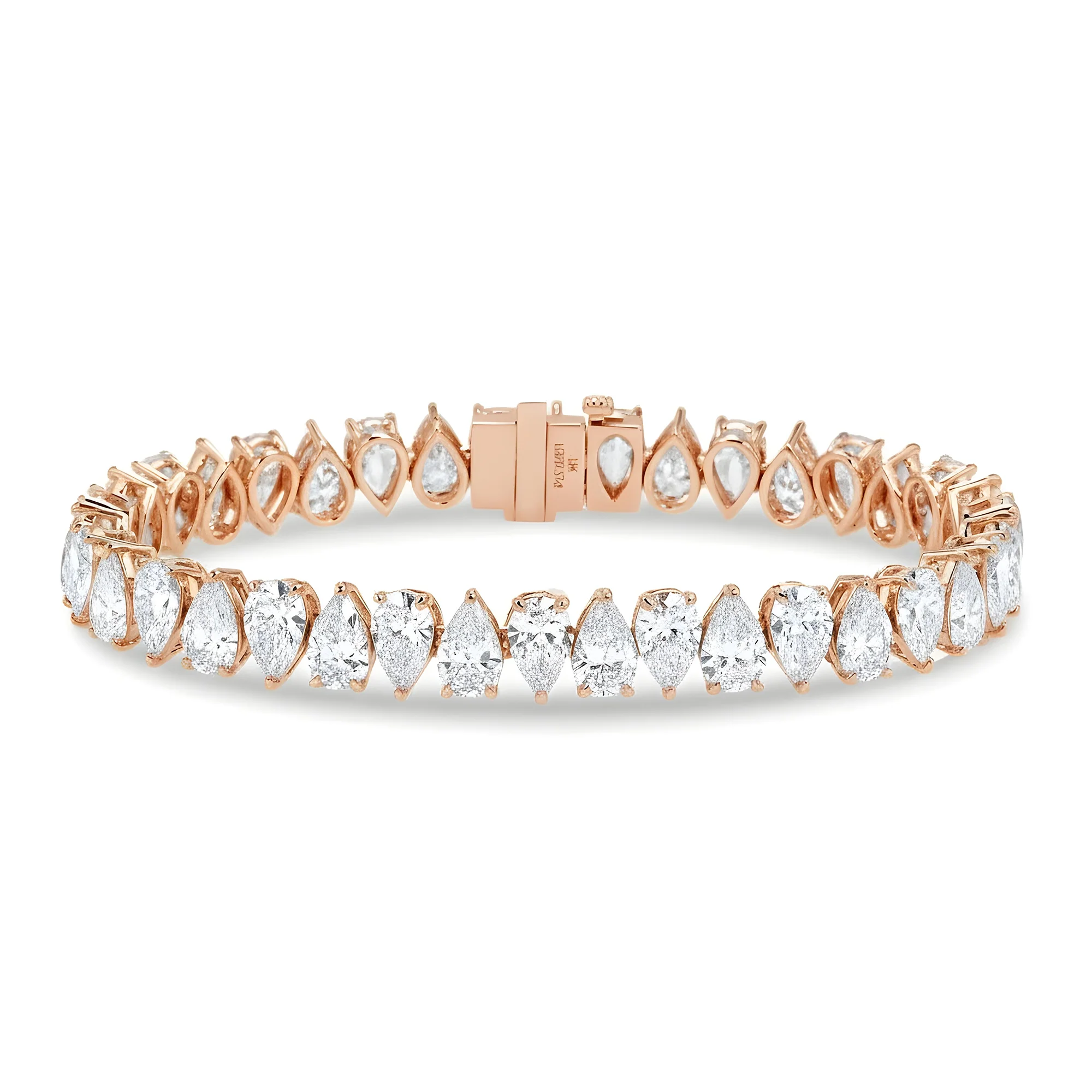 18K White Gold Pear Cut Diamond Tennis Bracelet 17.57ct - Image 6