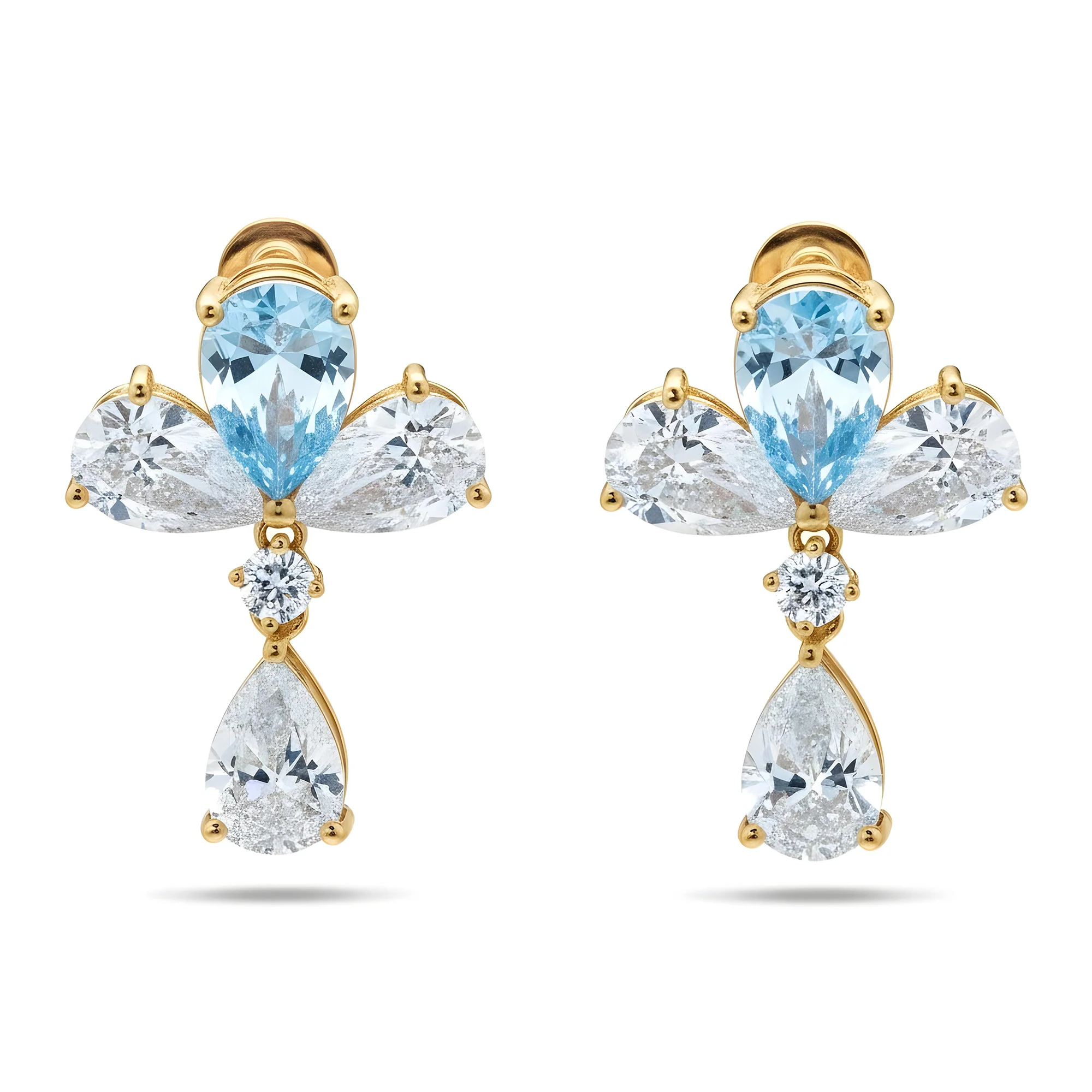 18K White Gold Pear Cut Fancy Vivid Blue Diamond Drop Earrings 9.06ctw - Image 4