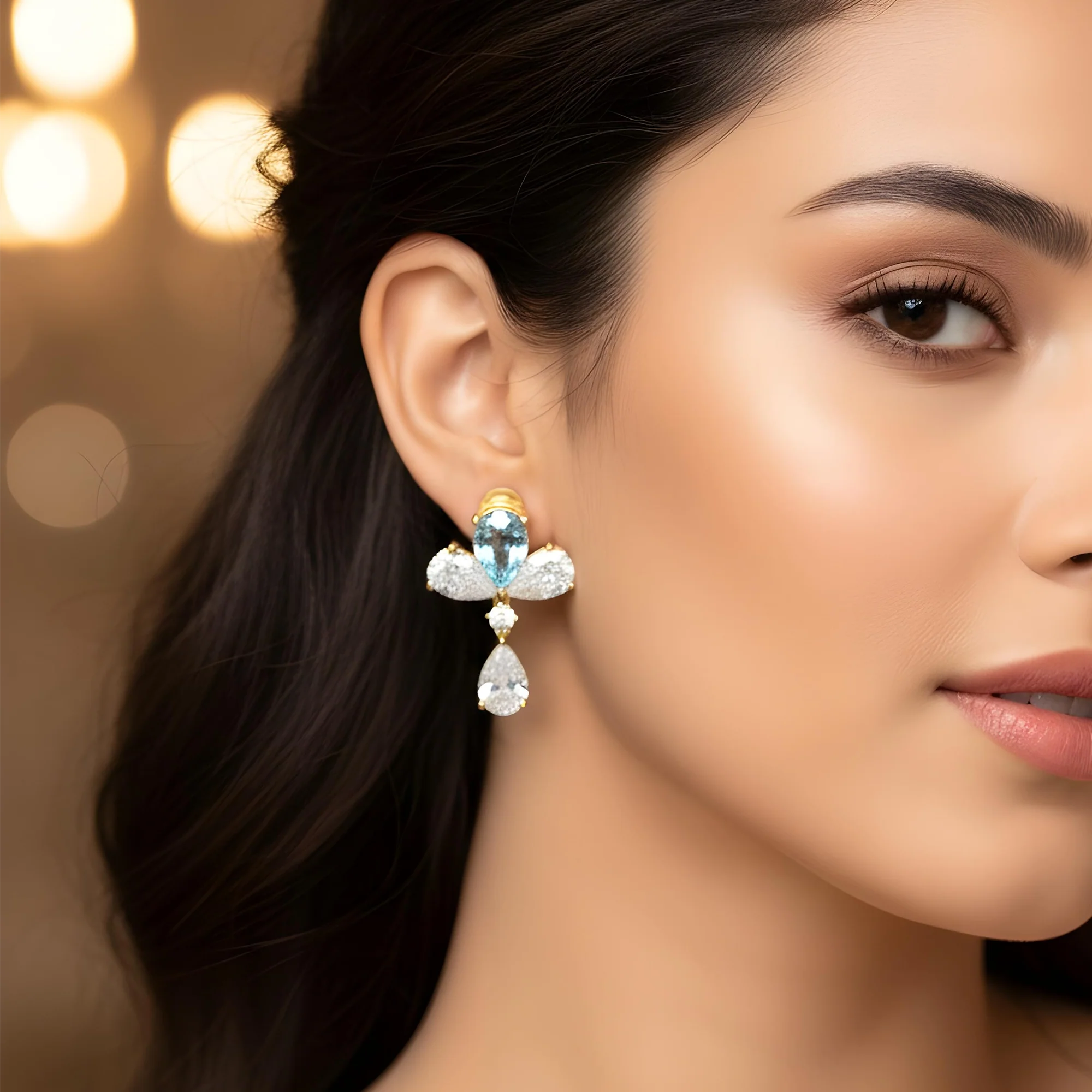18K White Gold Pear Cut Fancy Vivid Blue Diamond Drop Earrings 9.06ctw - Image 5