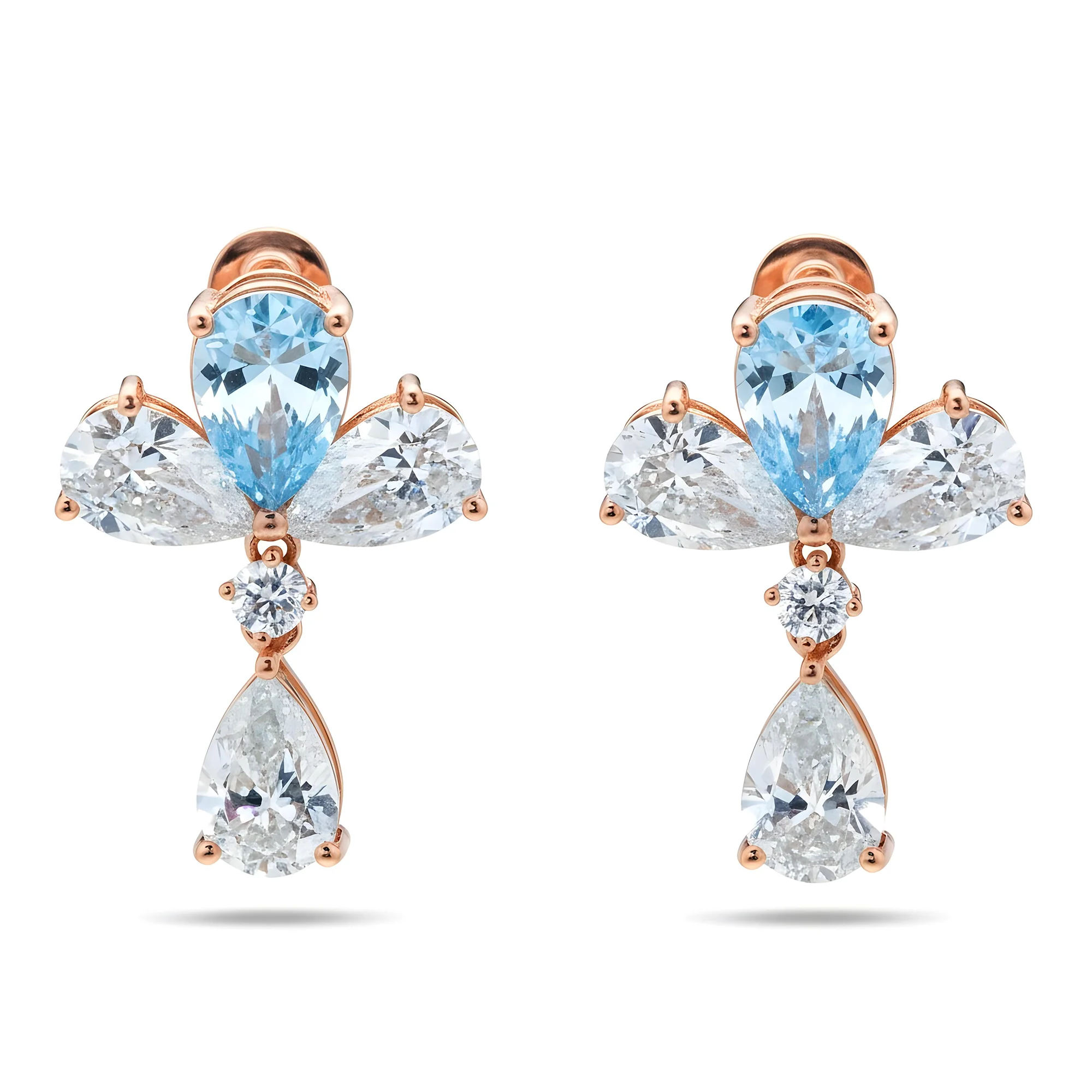 18K White Gold Pear Cut Fancy Vivid Blue Diamond Drop Earrings 9.06ctw - Image 6