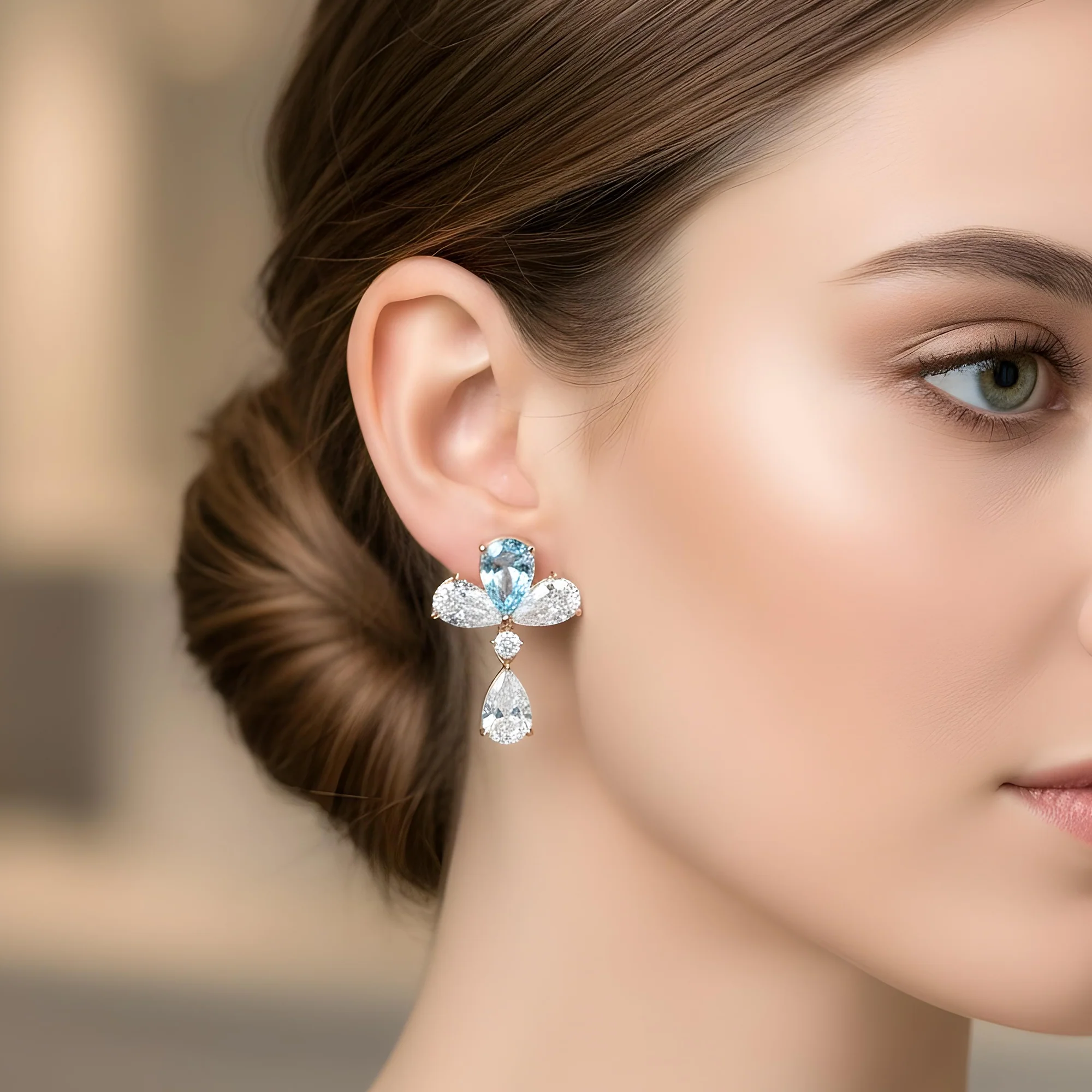 18K White Gold Pear Cut Fancy Vivid Blue Diamond Drop Earrings 9.06ctw - Image 7