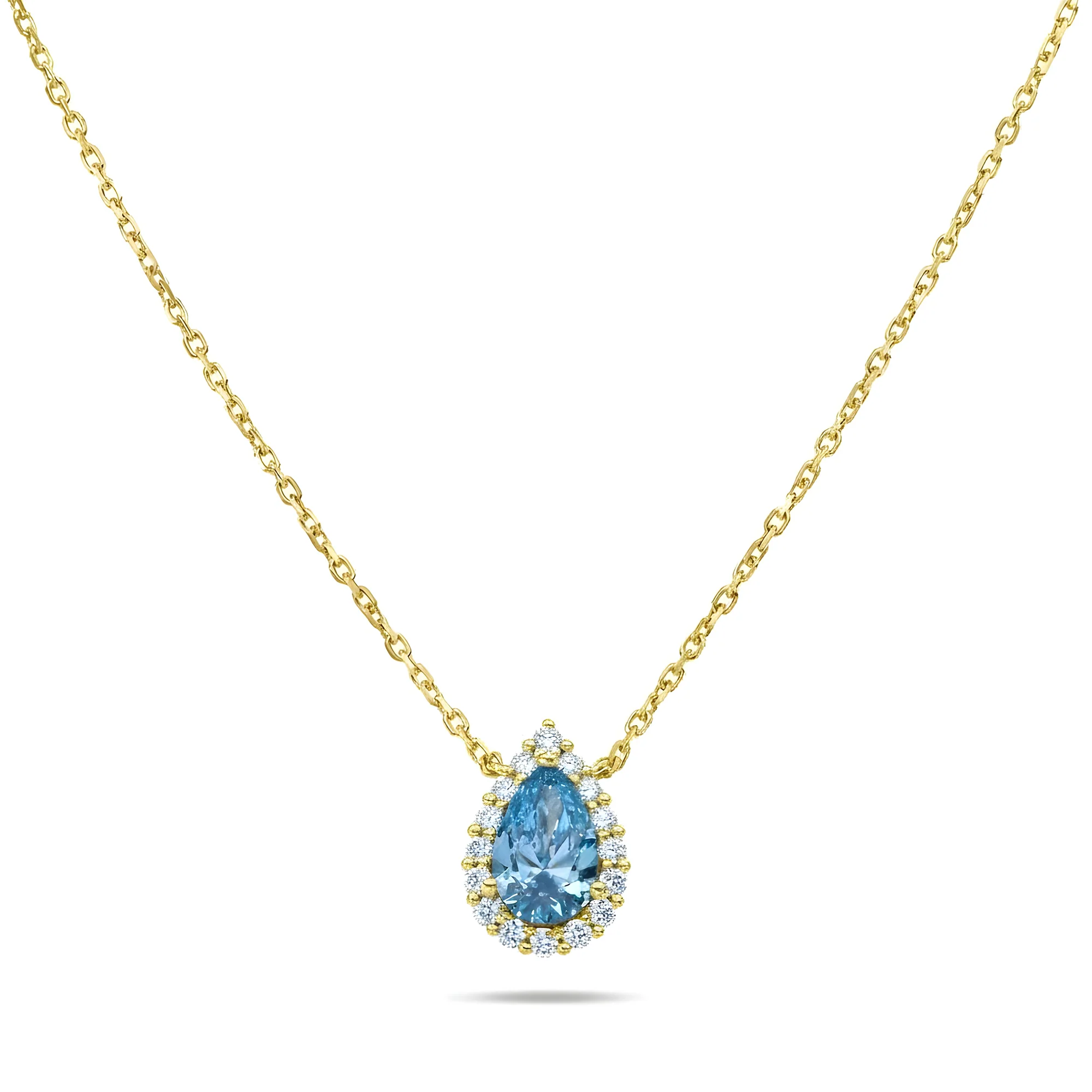 18K White Gold Pear Cut Fancy Vivid Blue Diamond Mini Pendant Necklace 1.30ctw - Image 4