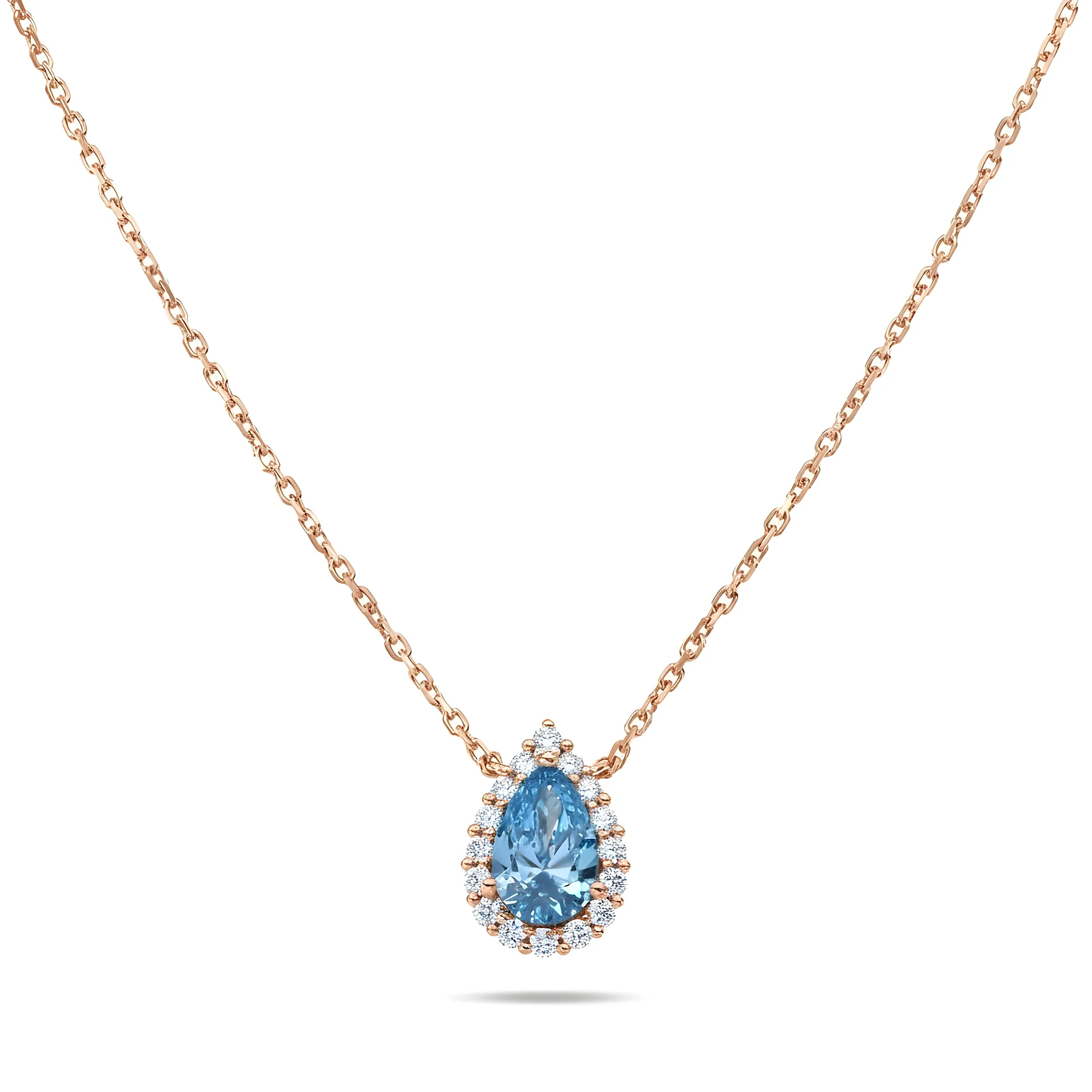 18K White Gold Pear Cut Fancy Vivid Blue Diamond Mini Pendant Necklace 1.30ctw - Image 6