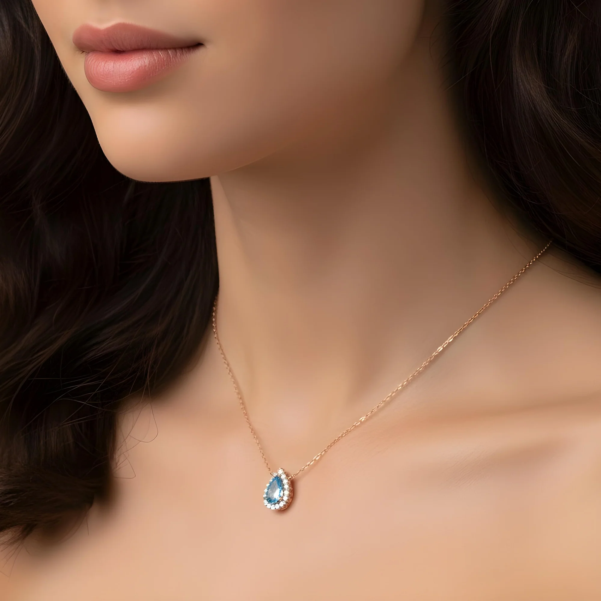 18K White Gold Pear Cut Fancy Vivid Blue Diamond Mini Pendant Necklace 1.30ctw - Image 7
