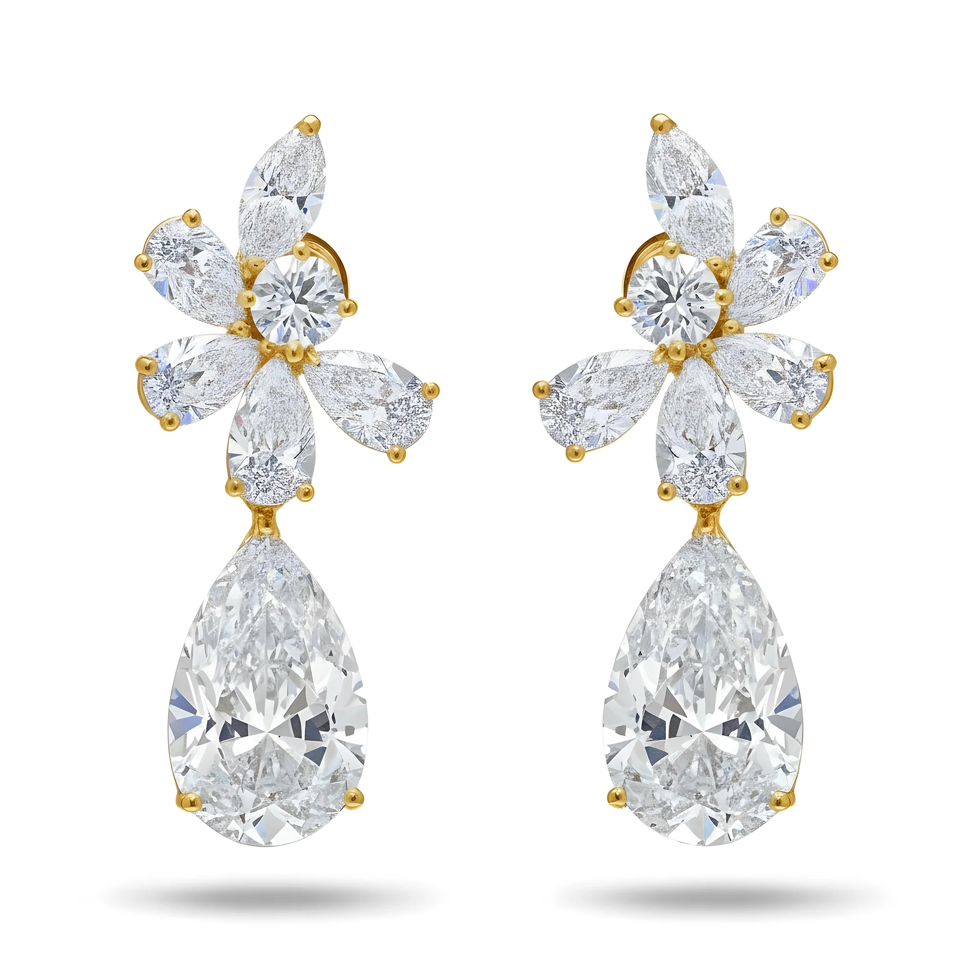 18K White Gold Pear & Marquise Cut Diamond Drop Earrings 17.36ctw - Image 4