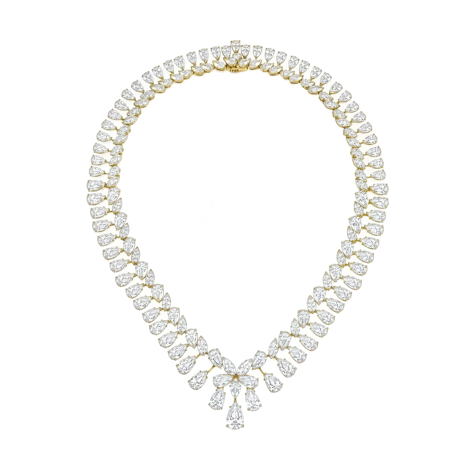 18K White Gold Pear & Marquise Cut Diamond Necklace 109.97ct - Image 4