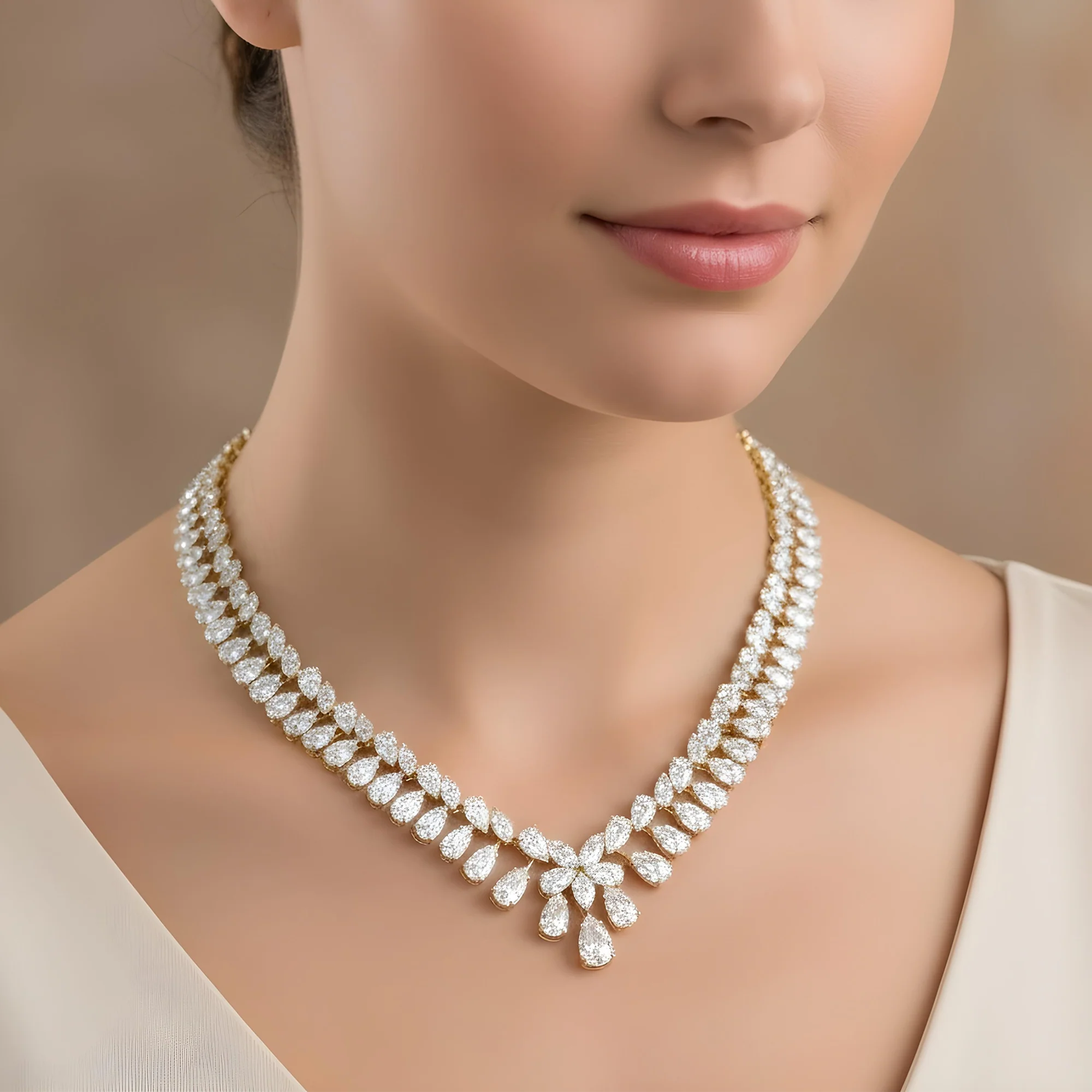 18K White Gold Pear & Marquise Cut Diamond Necklace 109.97ct - Image 5