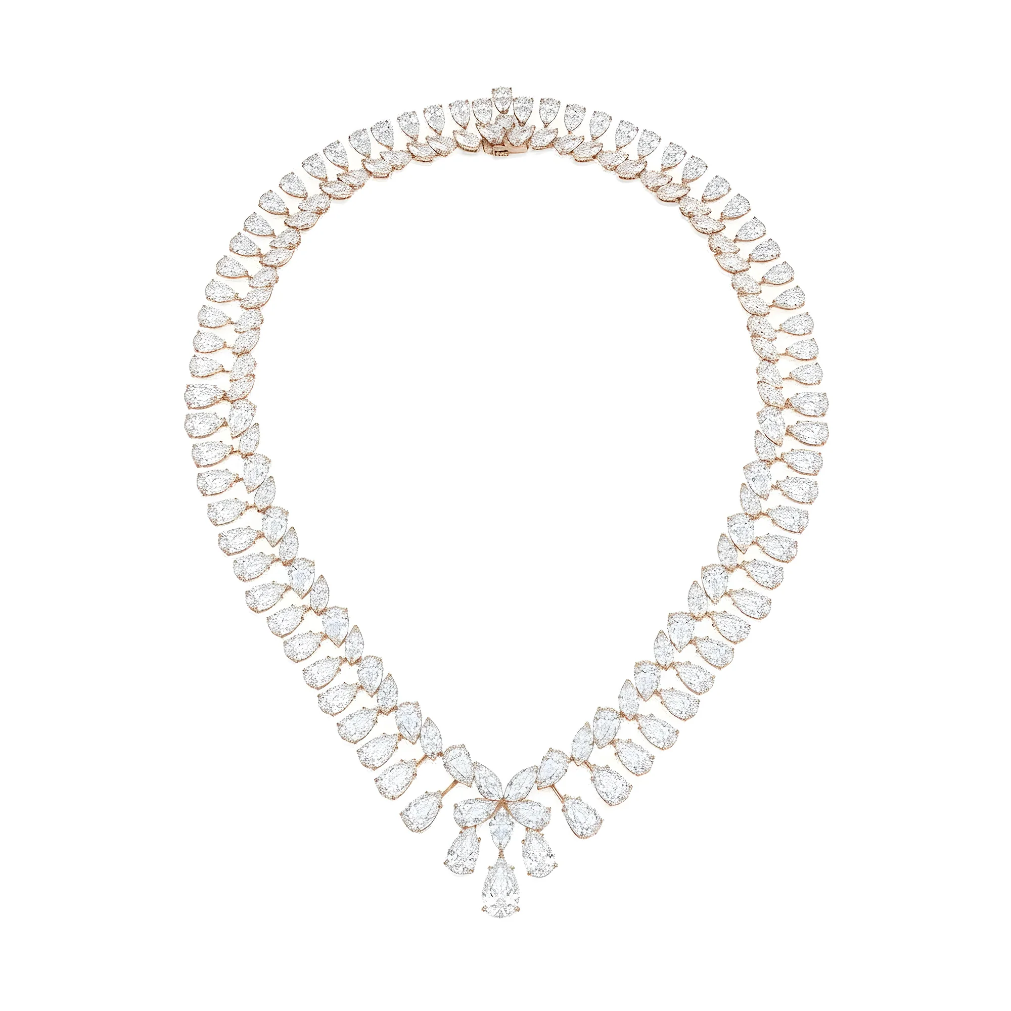 18K White Gold Pear & Marquise Cut Diamond Necklace 109.97ct - Image 6