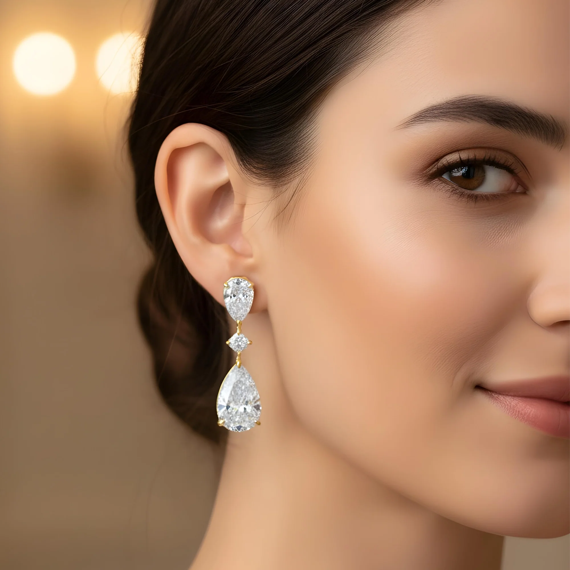 18K White Gold Pear Cut Diamond Rosebud Drop Earrings 10.56ctw - Image 5